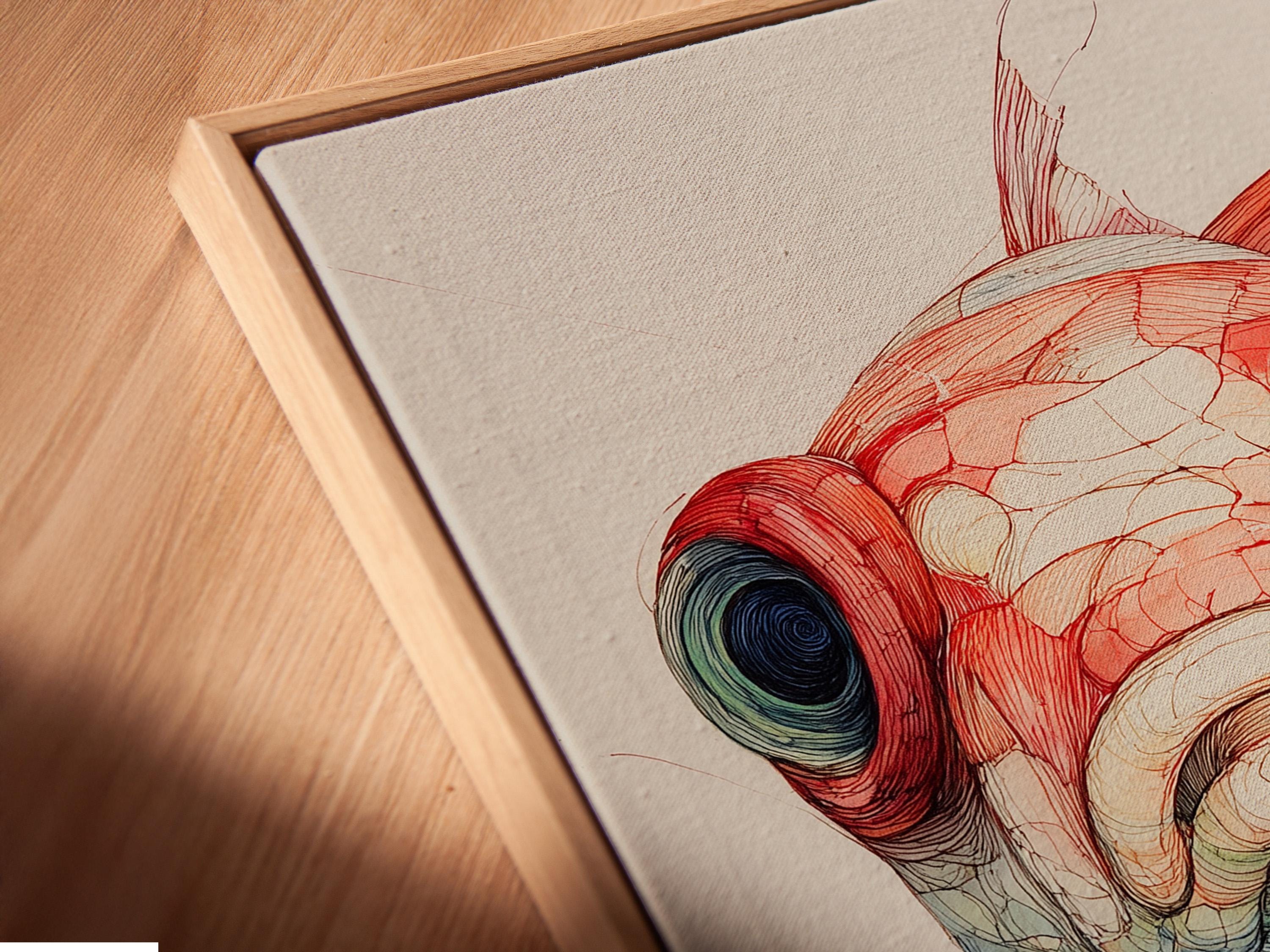 Mockup showing a koi fish wall artwork in a decorative frame