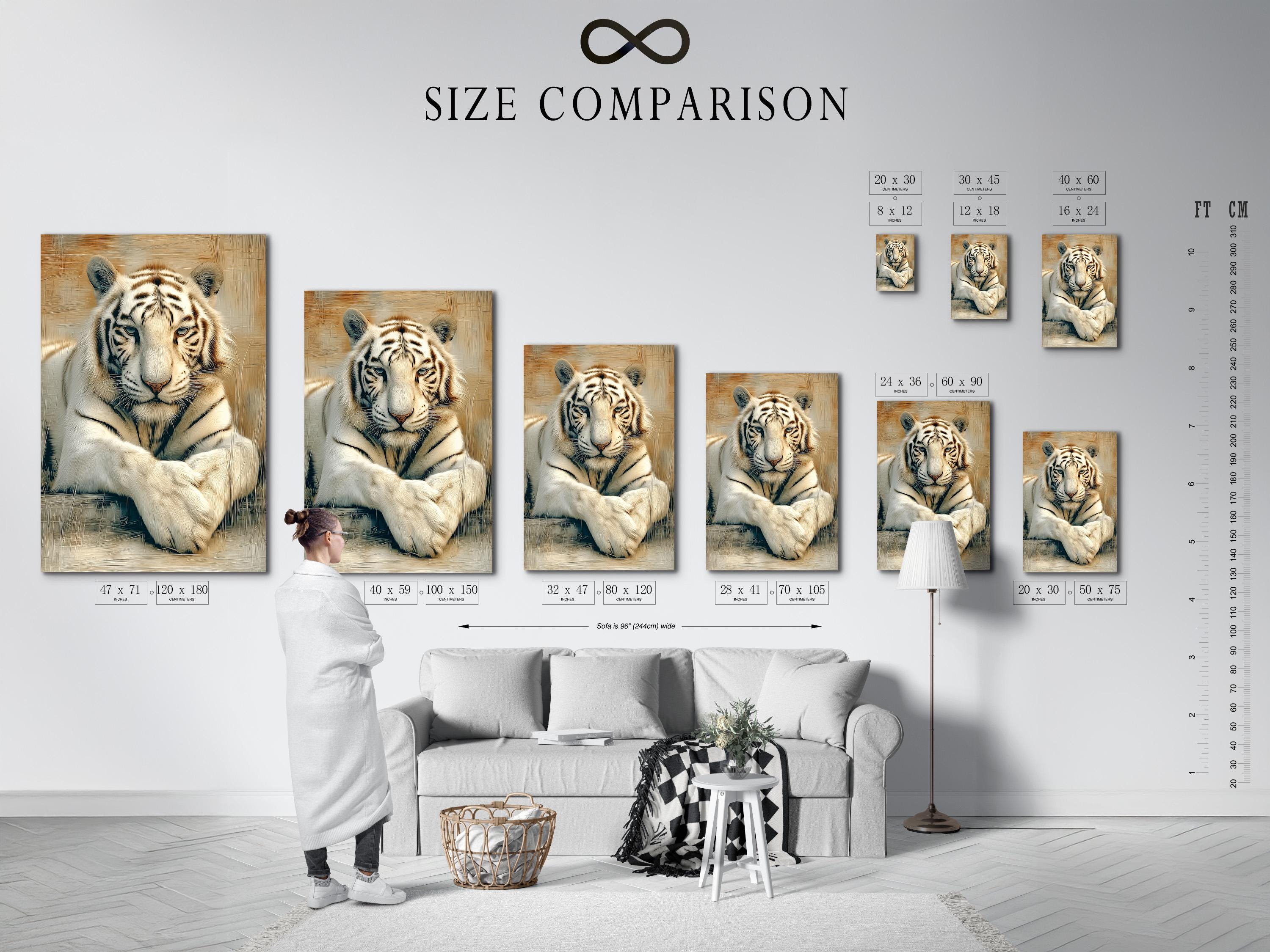 Office mockup with a tiger portrait artwork on the wall
