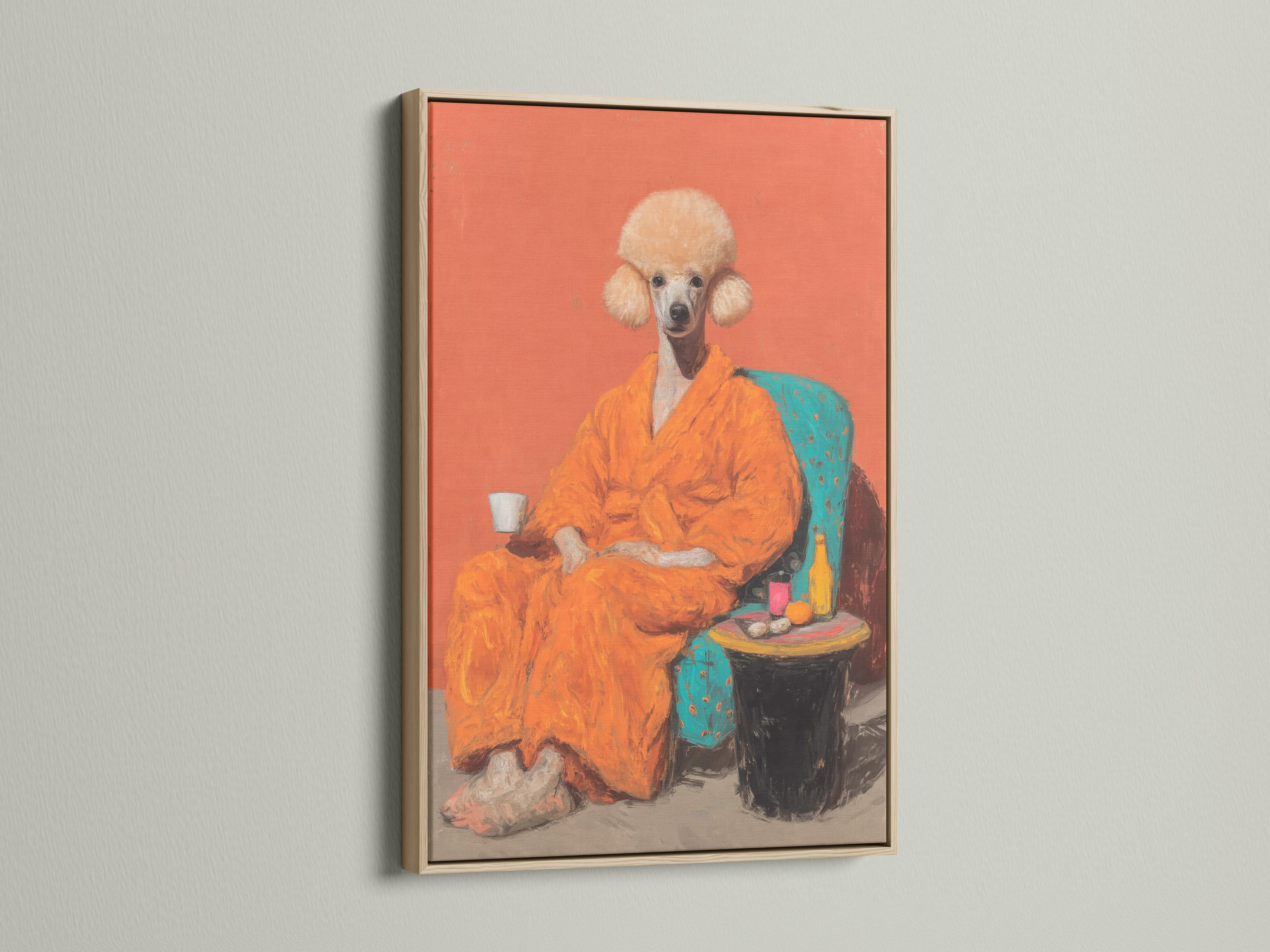 Framed poodle portrait artwork on a white background with smaller frame mockups beside it