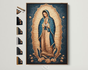 Our Lady of Guadalupe Canvas Print - Virgin Mary Wall Art, Catholic Religious Decor for Prayer Room & Home Altar