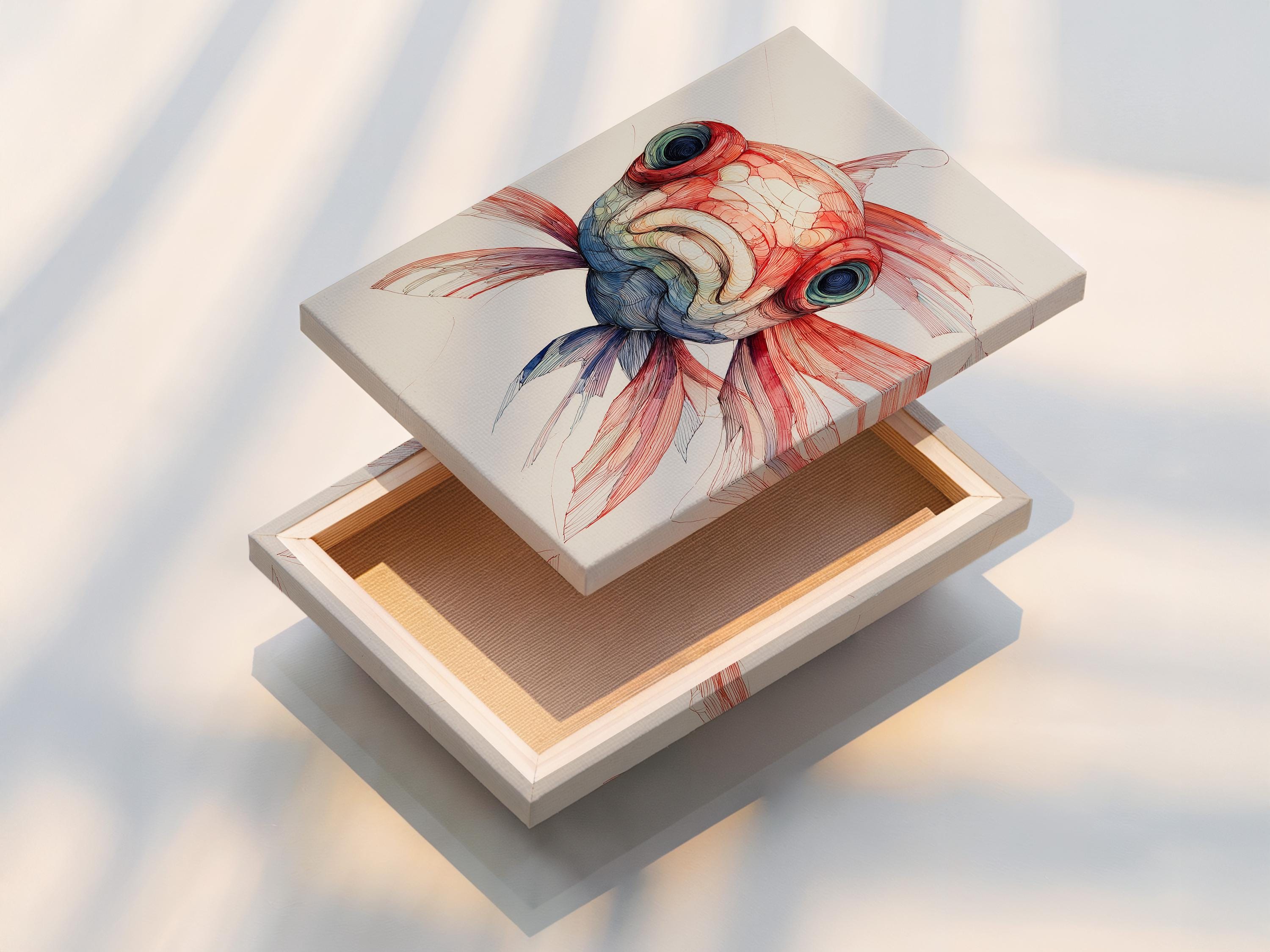Mockup showing a koi fish wall artwork in a decorative frame