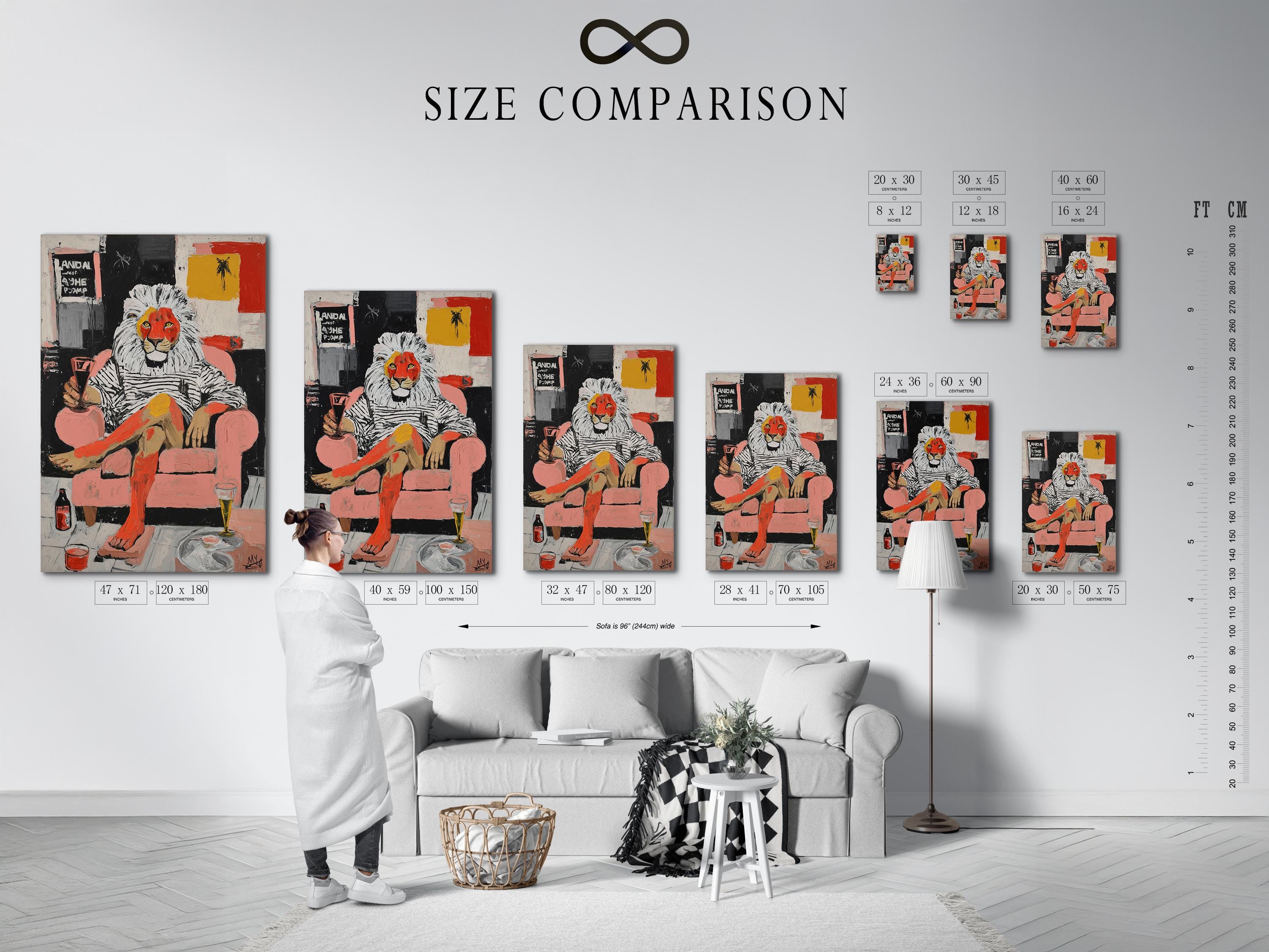 Lion pop-art wall art mockup in a room