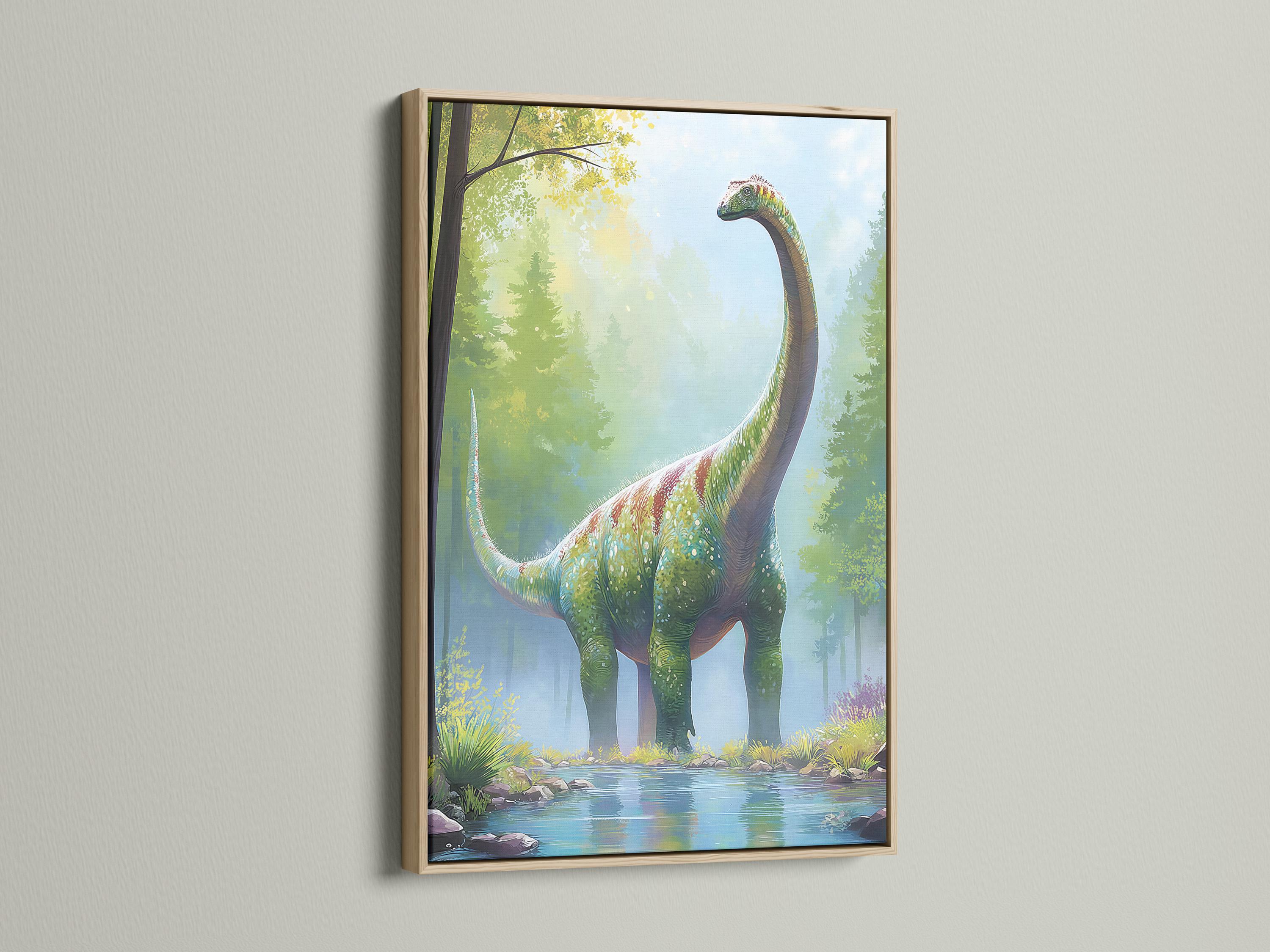 Dinosaur artwork mockup in a room with framed scene