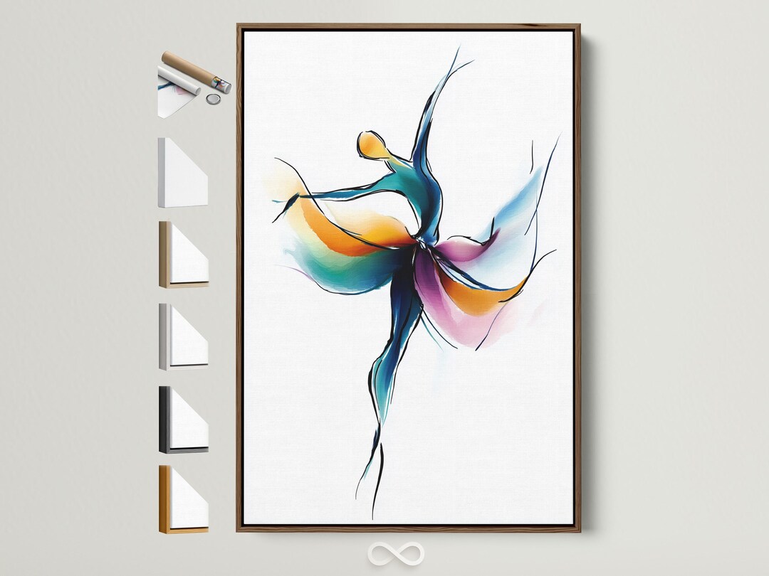 Abstract Dancer Canvas Print - Colorful Ballet Movement Wall Art, Teal ...