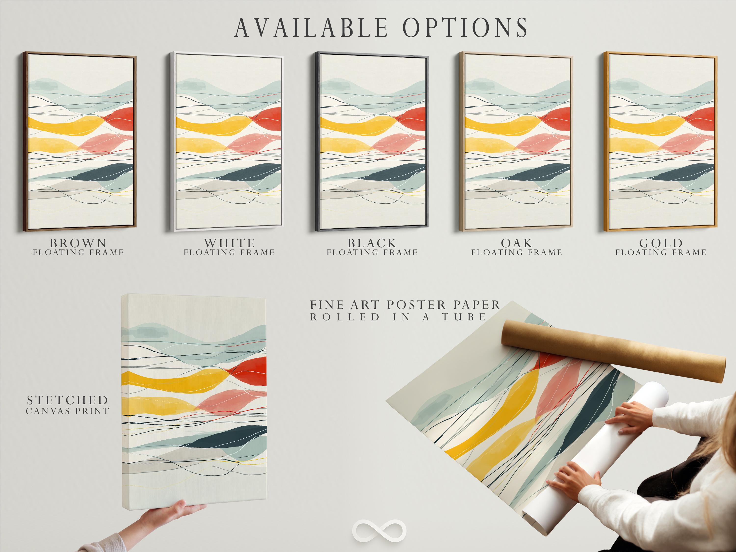 Mountain-inspired abstract geometric landscape in mint, cream, ochre and red with contour lines detail view