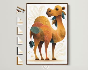 Camel Canvas Art Print - Boho Animal Wall Decor, Neutral Nursery Art, Earth Tones Illustration, Gift for Baby Shower, Southwest Style