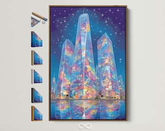 Skyscraper Canvas Art Print - Abstract Cityscape Wall Decor, Modern Architecture, Contemporary Urban Skyline for Living Room, Office Art