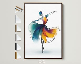 Ballet Dancer Canvas Art - Abstract Watercolor Wall Art, Contemporary Dance Print for Studio Decor