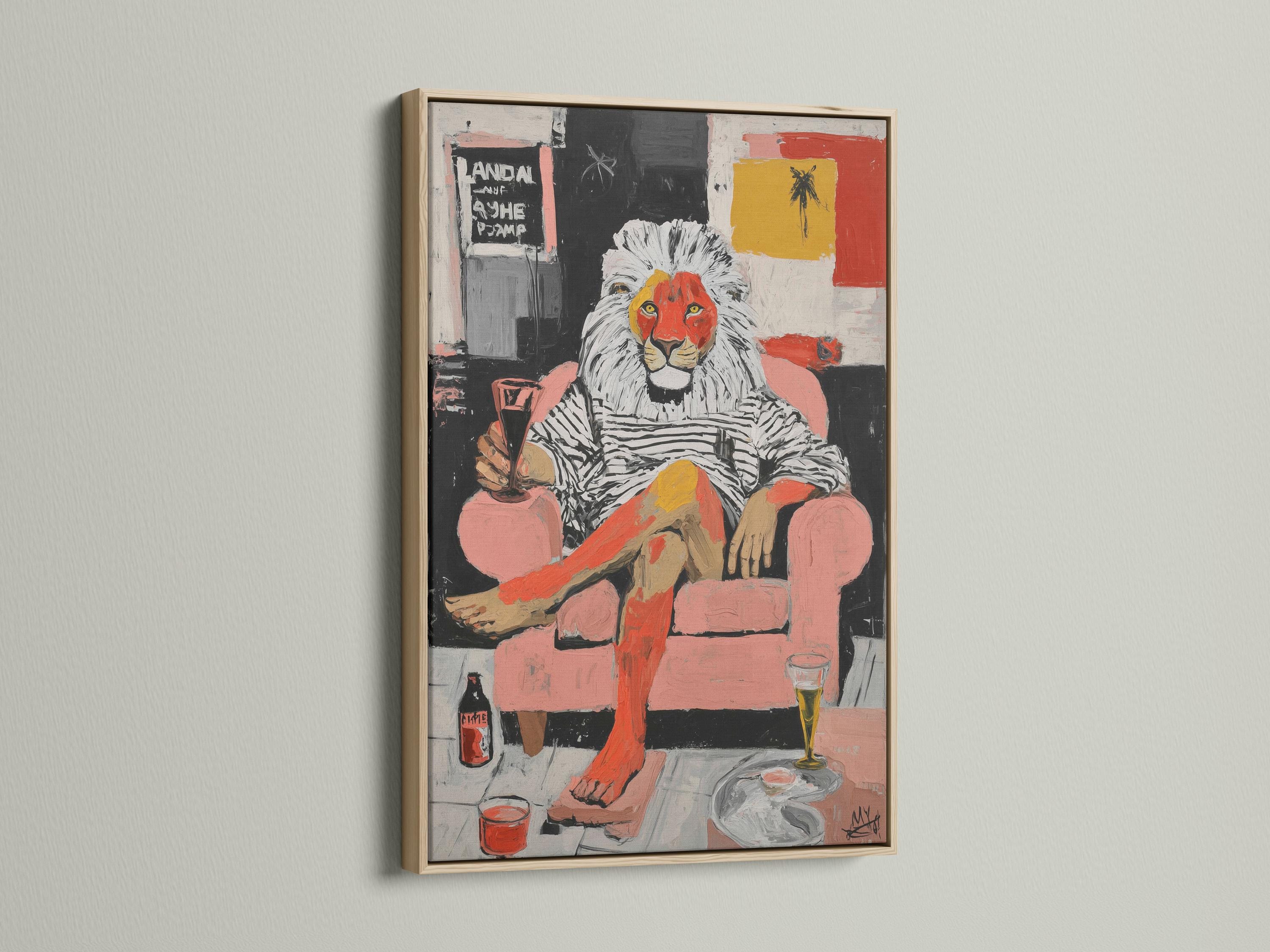 Lion pop-art wall art mockup in a room