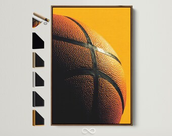 Basketball Canvas Art Print - Sports Wall Decor, Modern Game Room Art, Athlete Gift, Orange & Black Ball Artwork, Man Cave Decor