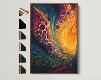 Abstract Canvas Art - Fluid Pour Painting, Teal Gold Wall Decor, Modern Home Art, Living Room Artwork, New Home Gift