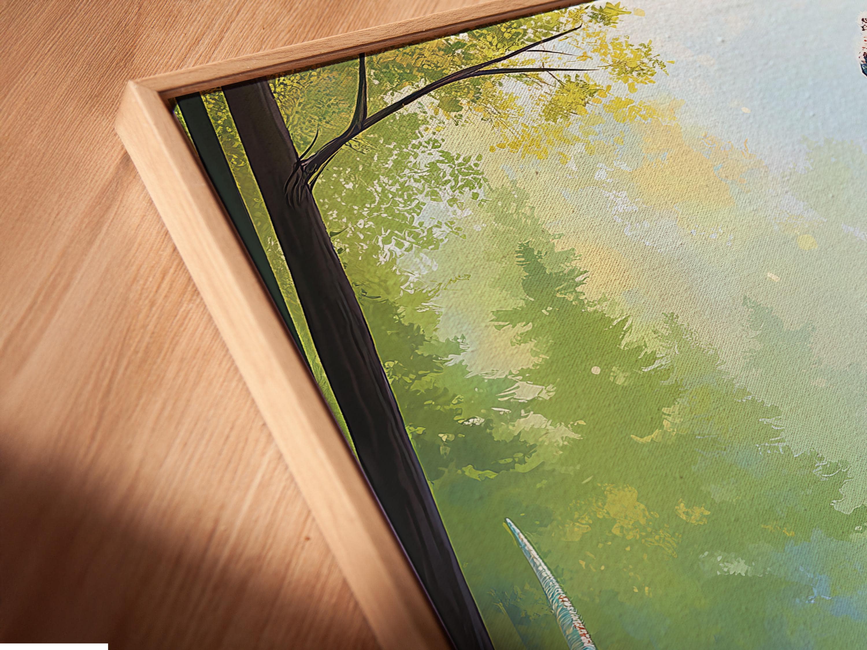 Dinosaur artwork mockup in a room with framed scene