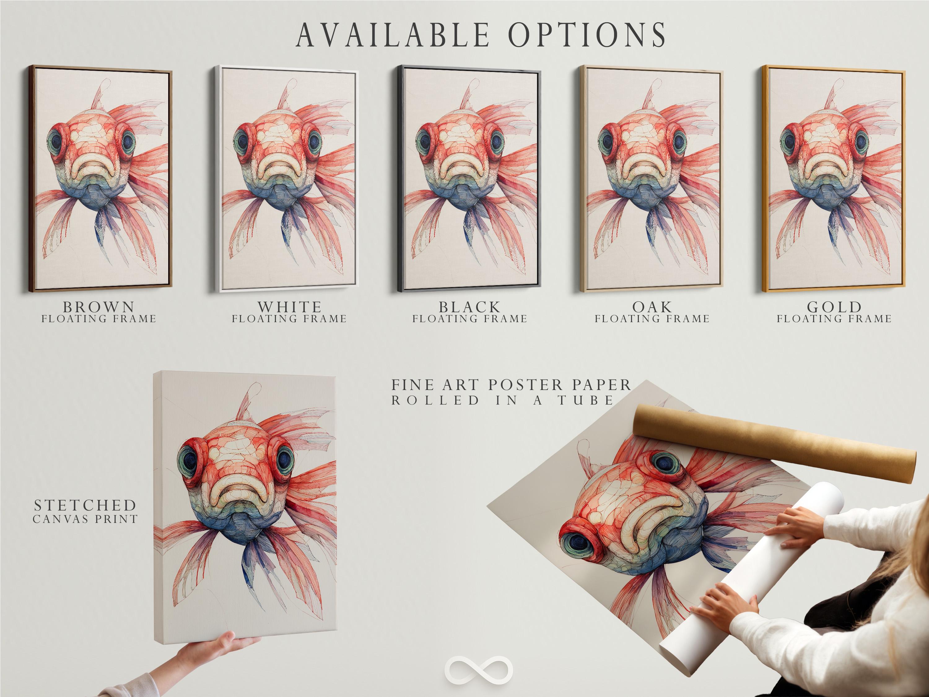 Mockup showing a koi fish wall artwork in a decorative frame