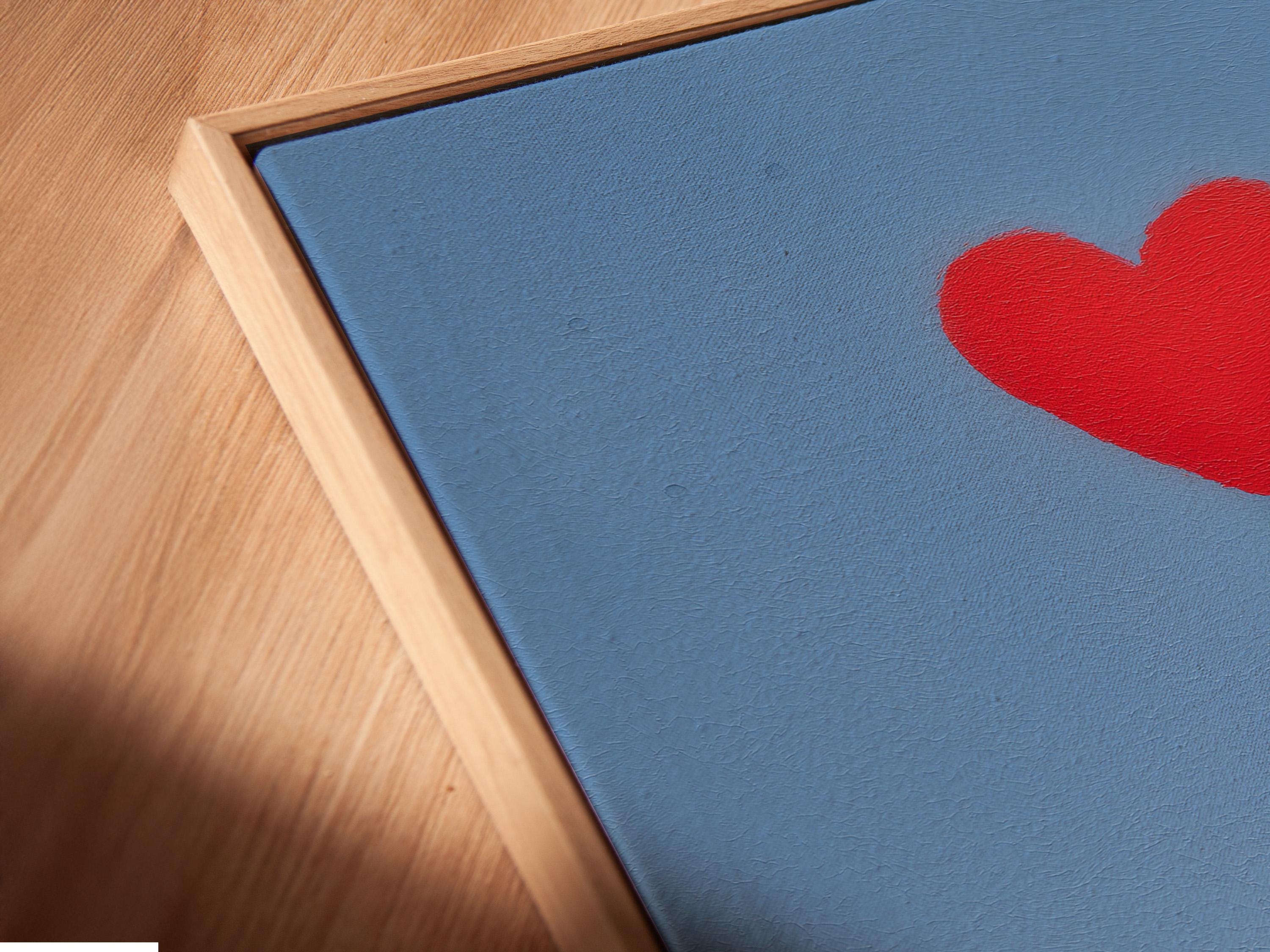 Red heart balloon above stylised healthcare workers in white coats on a light-blue textured background detail view