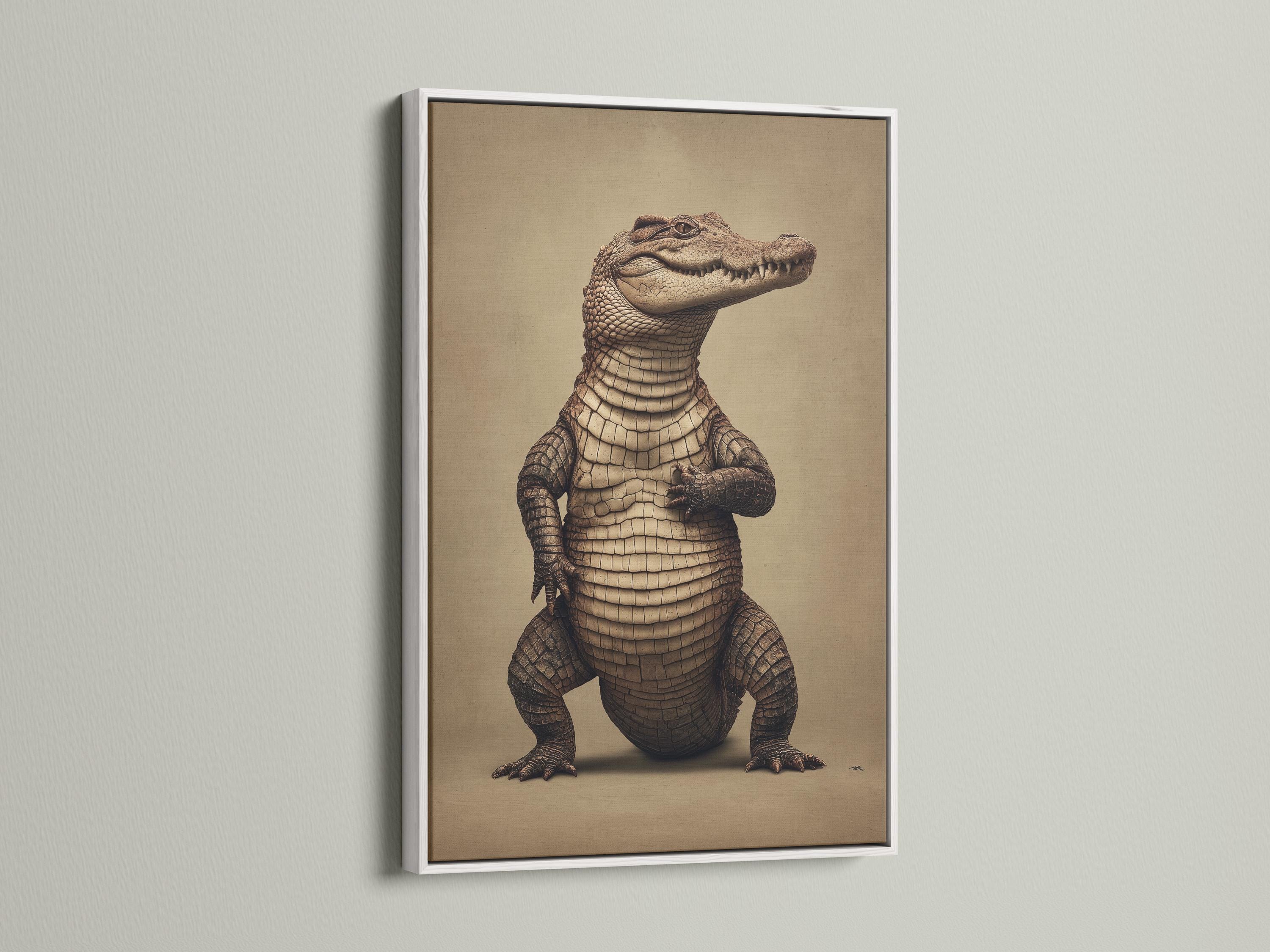 Sepia alligator portrait with detailed scales against a warm background detail view