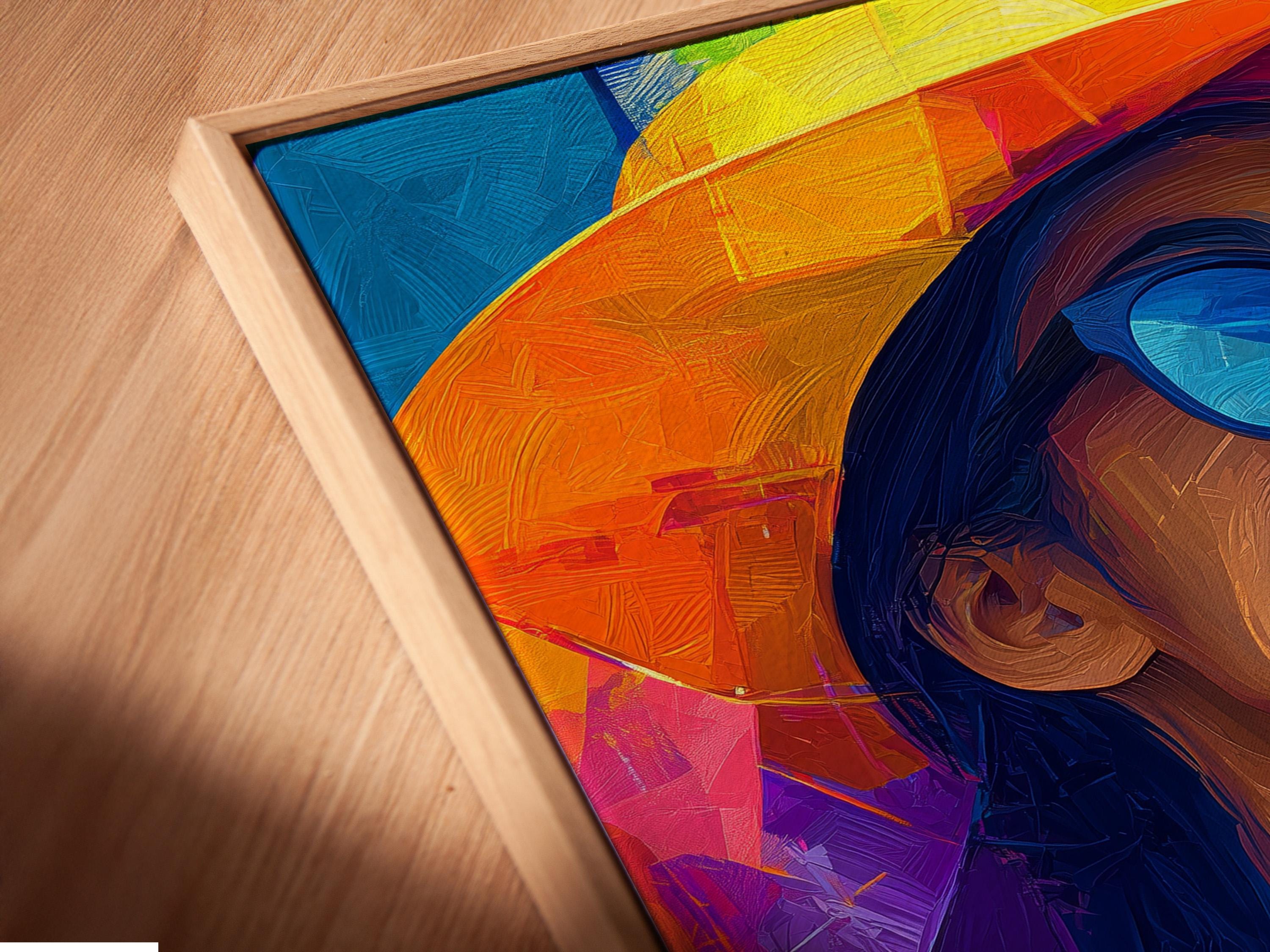 Woman portrait artwork displayed in a wall mockup with other small matching versions