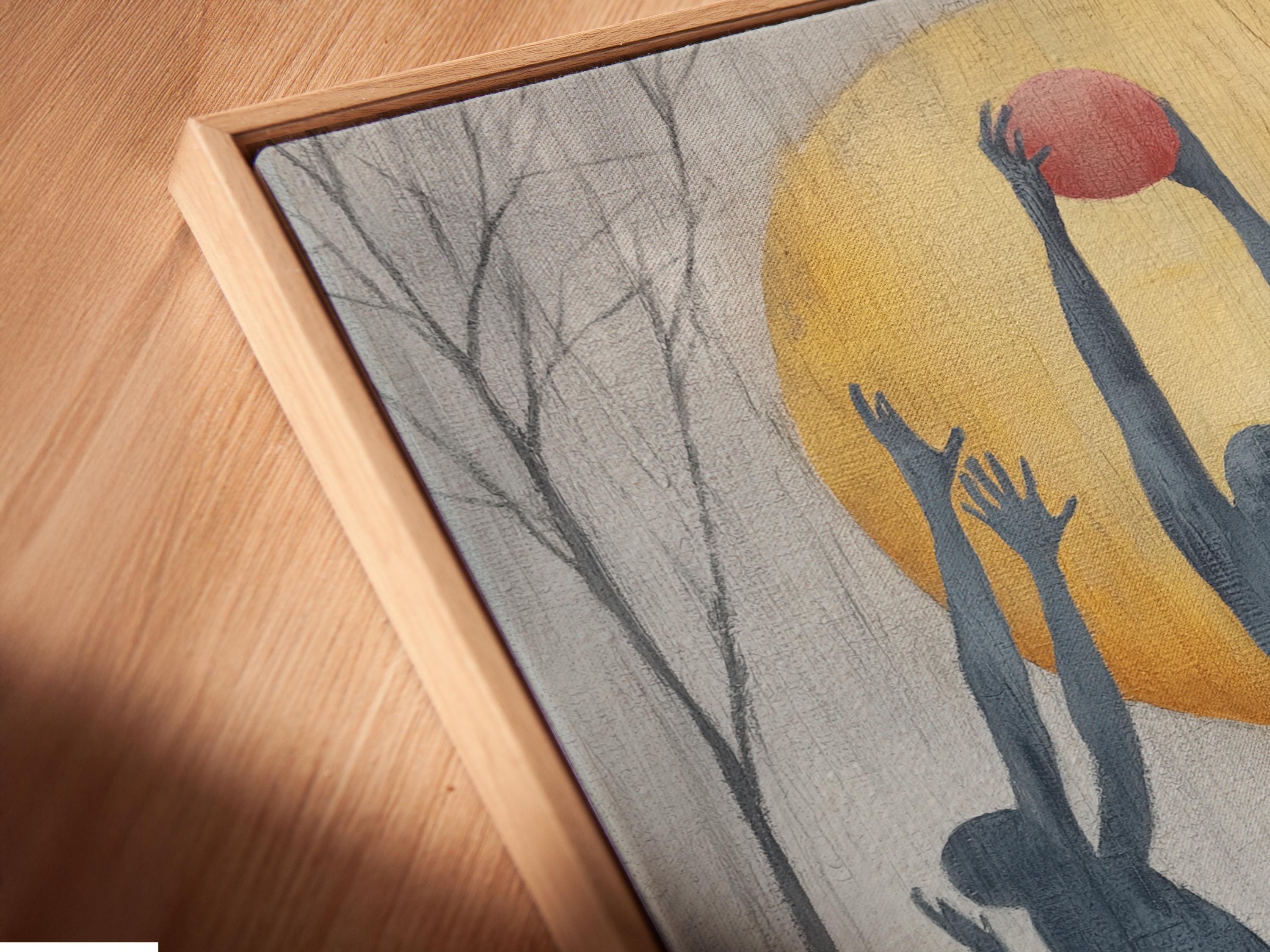 Basketball hoop silhouette with blue player figures reaching up inside a golden circle detail view