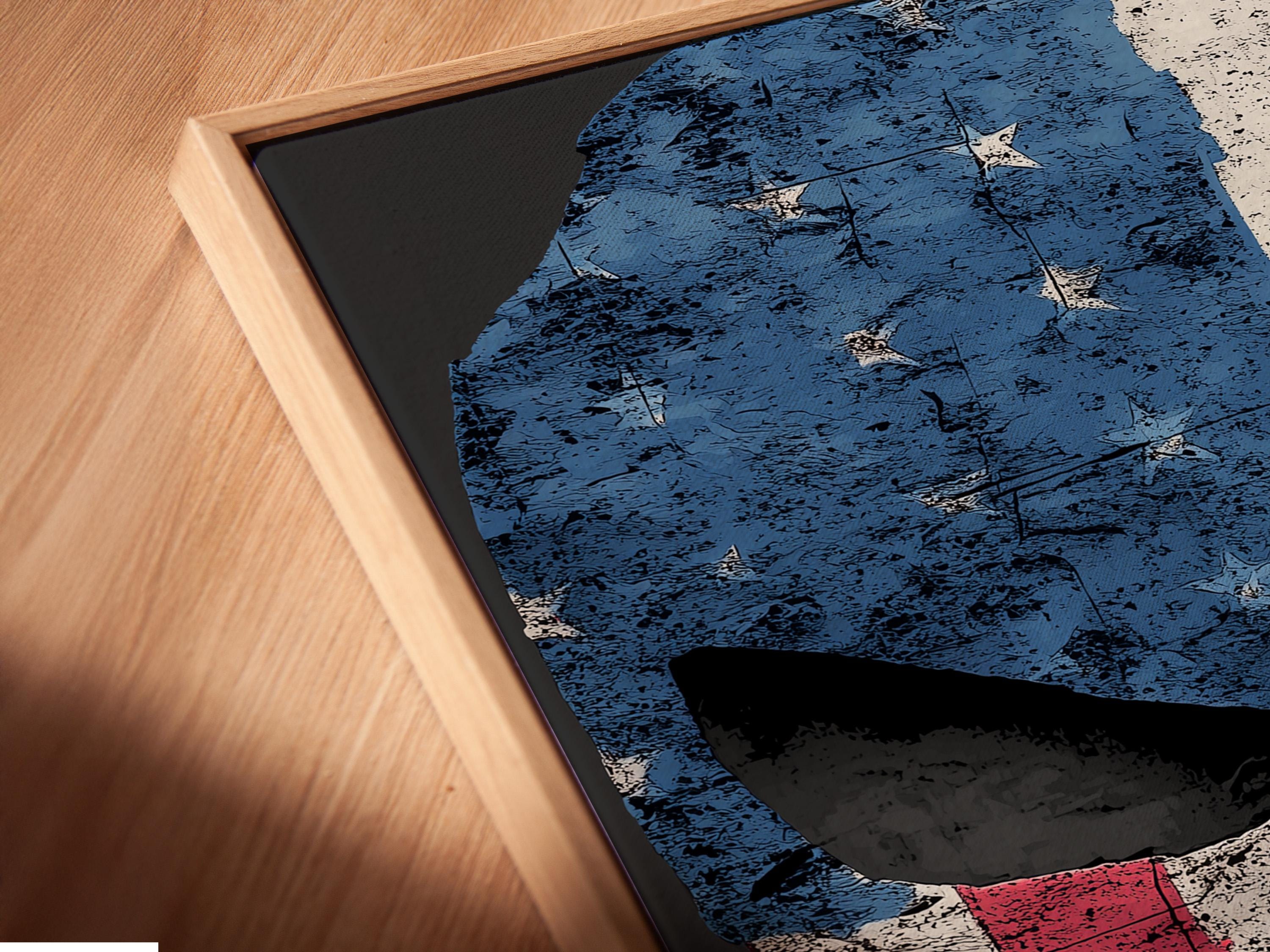Portrait framed artwork mockup showing a distressed skull flag design