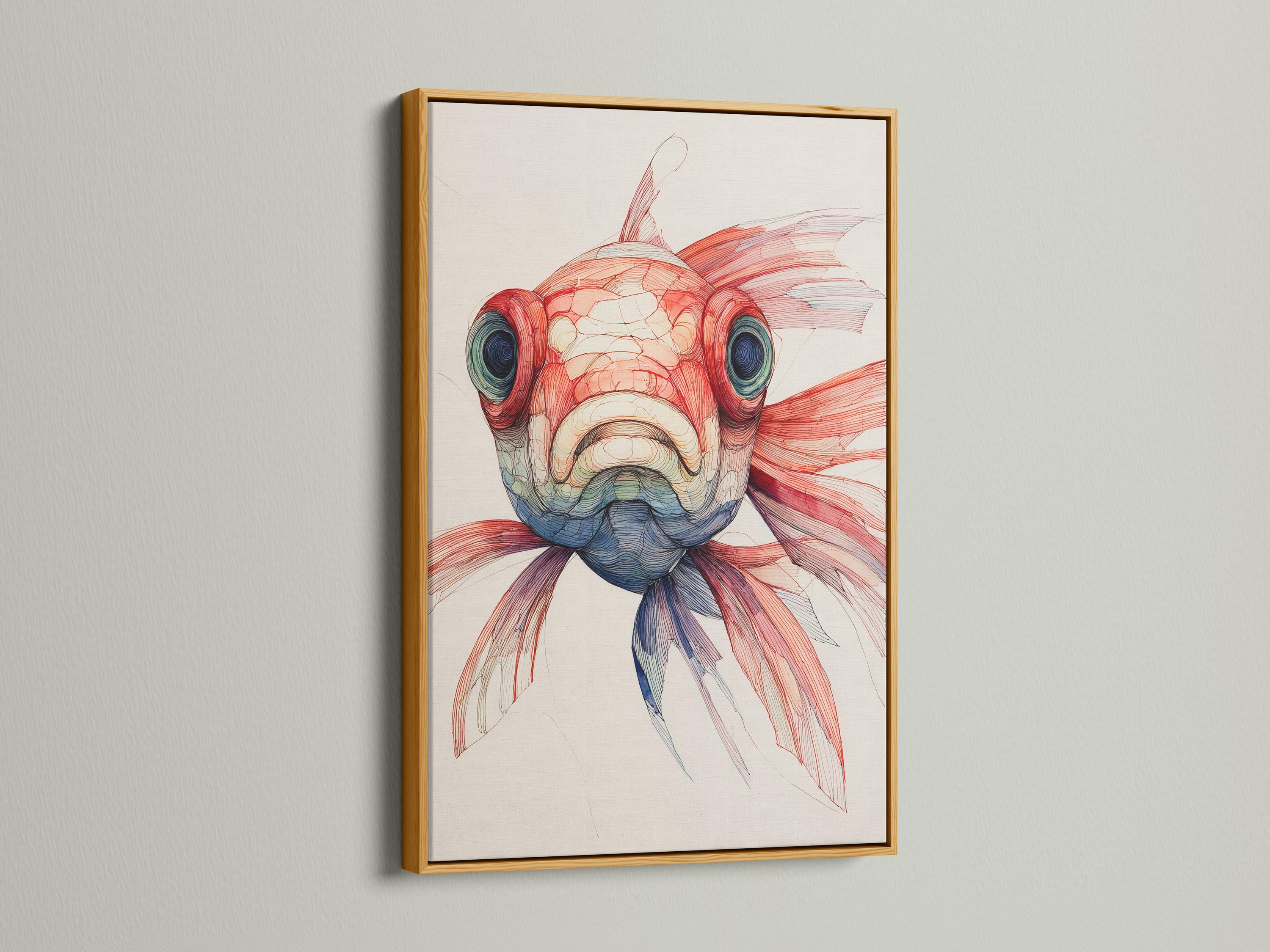 Mockup showing a koi fish wall artwork in a decorative frame