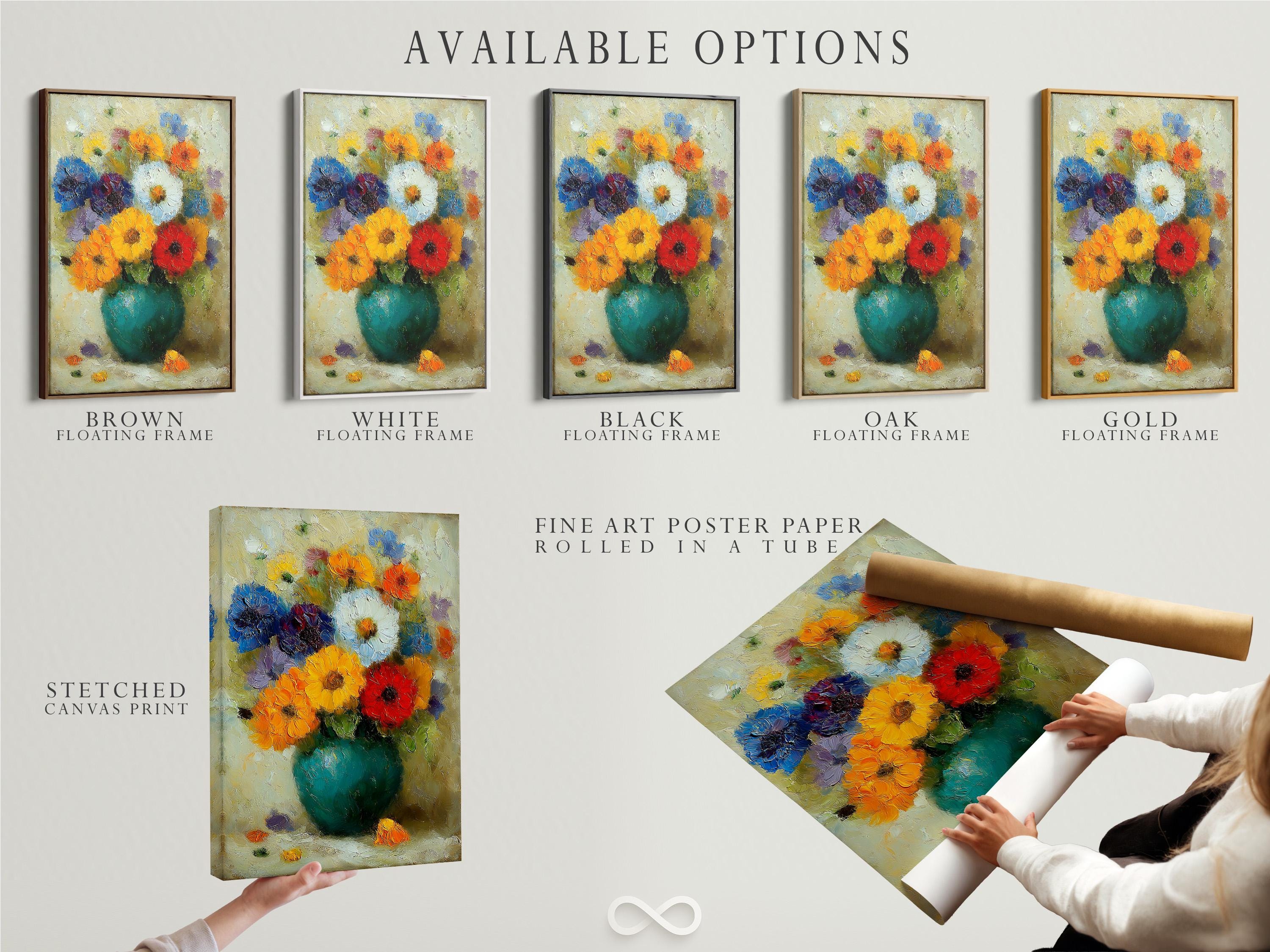 Painterly impressionist bouquet of multicoloured flowers on a creamy textured background detail view