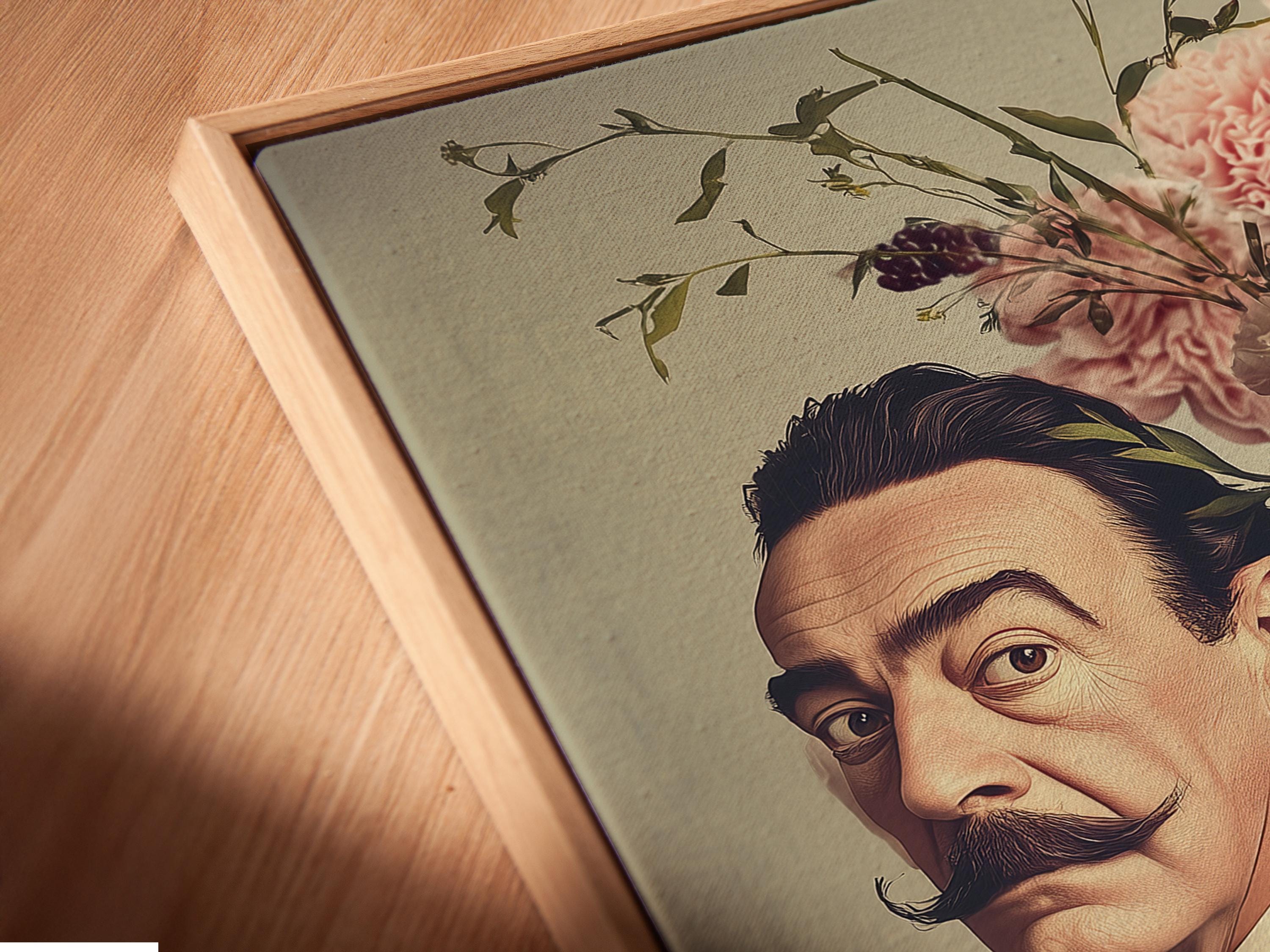 Mockup showing a framed couple portrait artwork with a floral head crown
