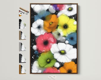 Poppy Canvas Print - Modern Floral Wall Art, Colorful Botanical Artwork for Bedroom, Contemporary Flower Decor, Springtime Home Accent