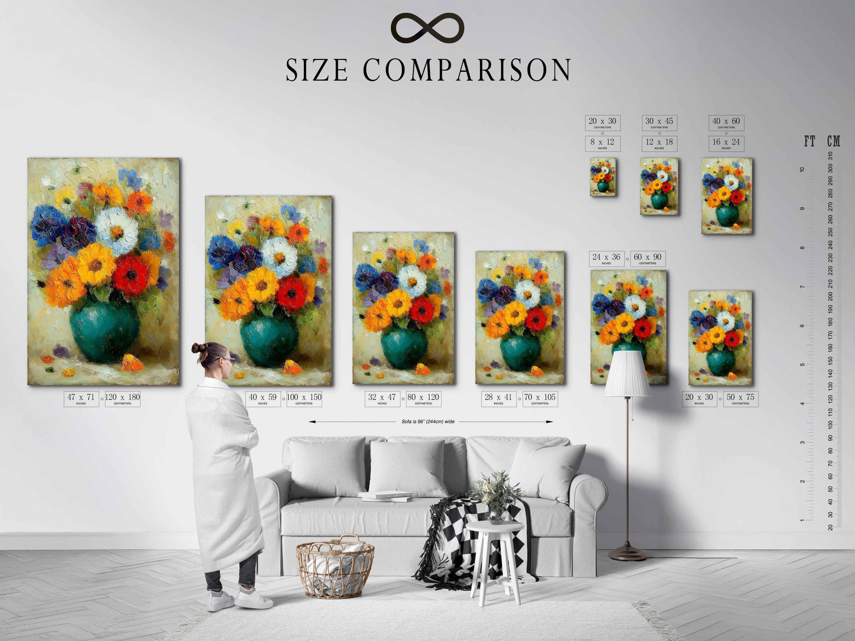 Painterly impressionist bouquet of multicoloured flowers on a creamy textured background detail view
