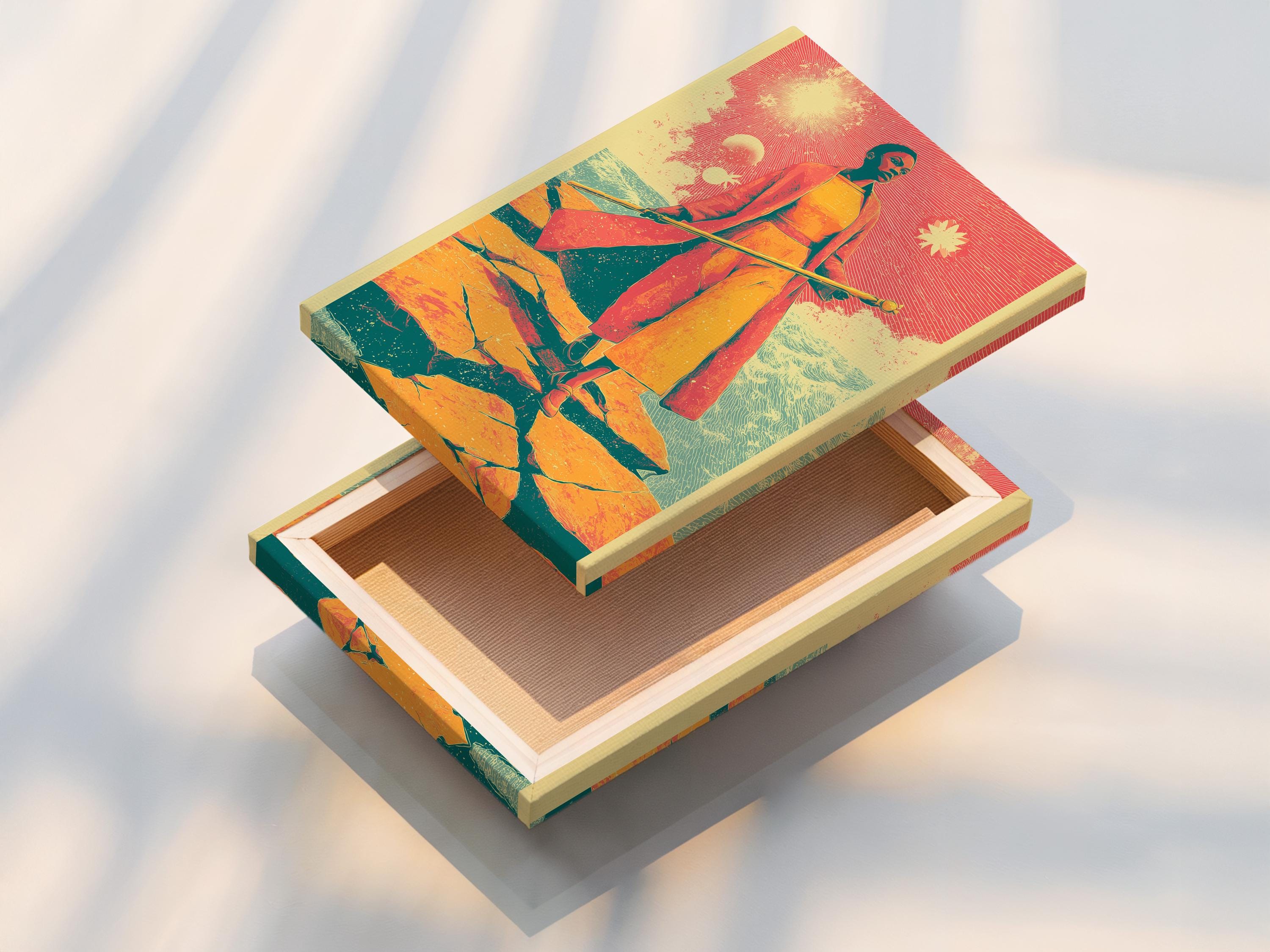 Retro sci-fi woman wall art displayed in an interior mockup