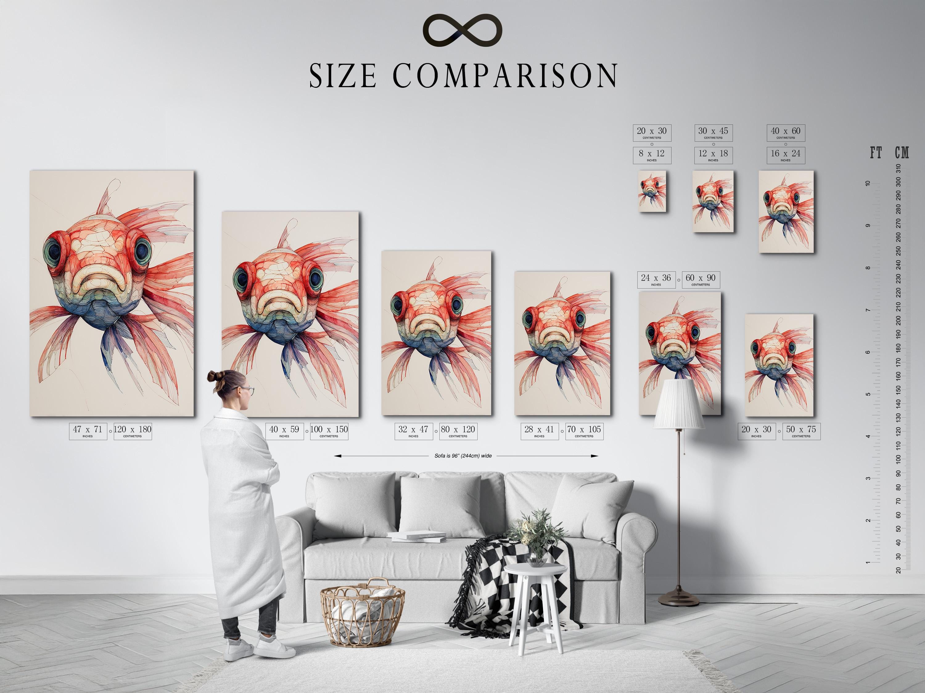 Mockup showing a koi fish wall artwork in a decorative frame