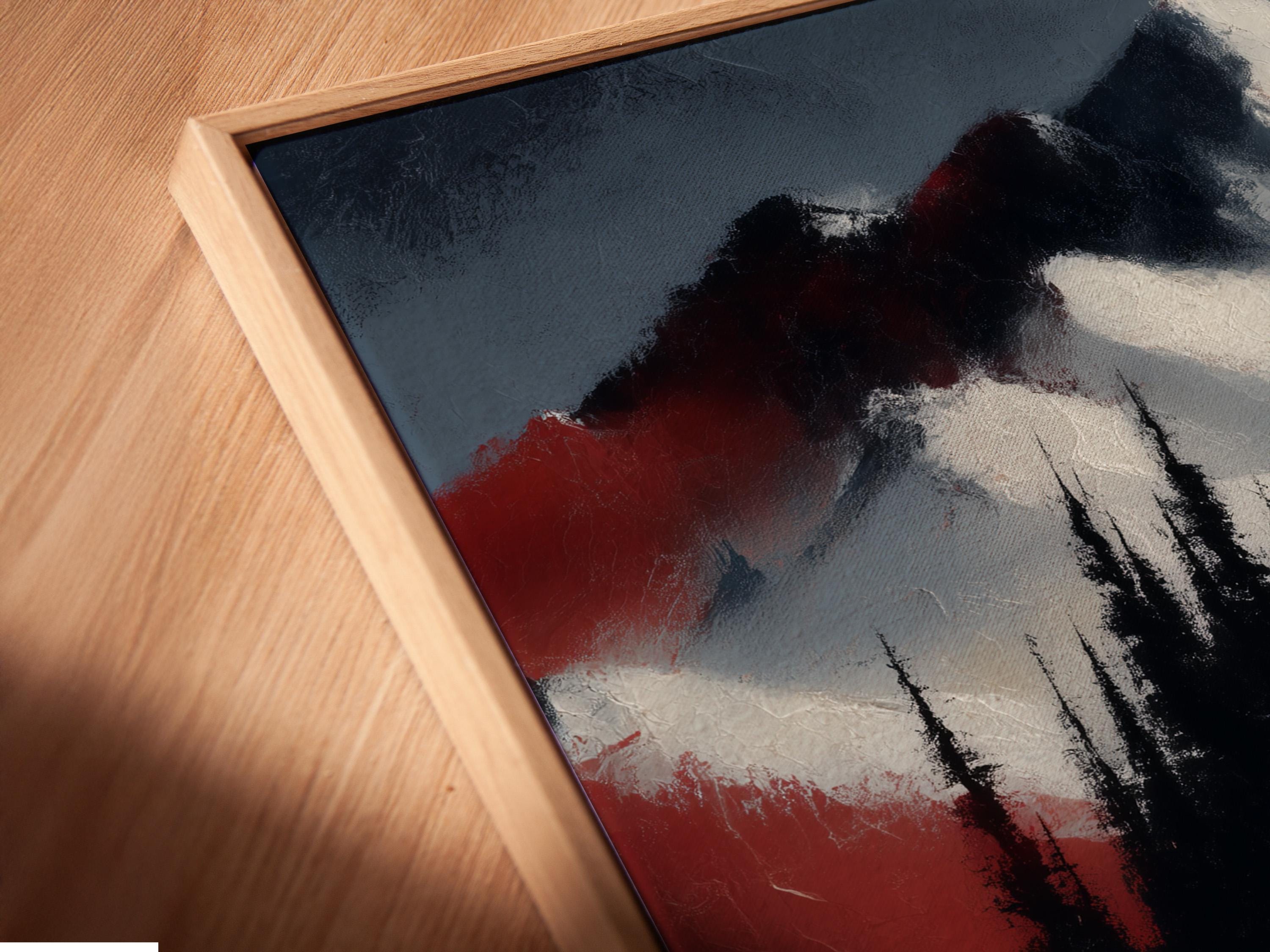 Framed winter ski wall artwork displayed against a light background with swatch frames