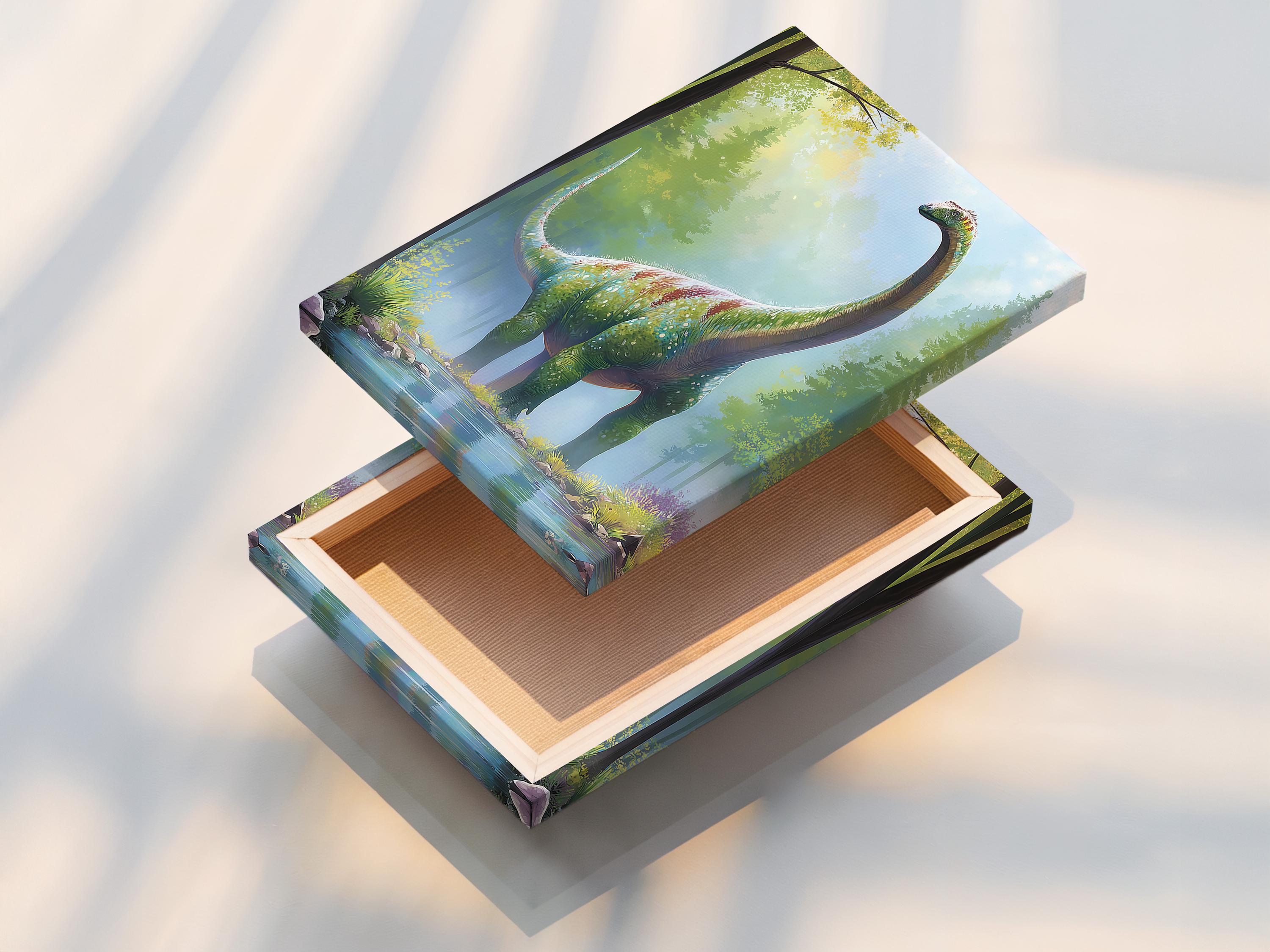 Dinosaur artwork mockup in a room with framed scene