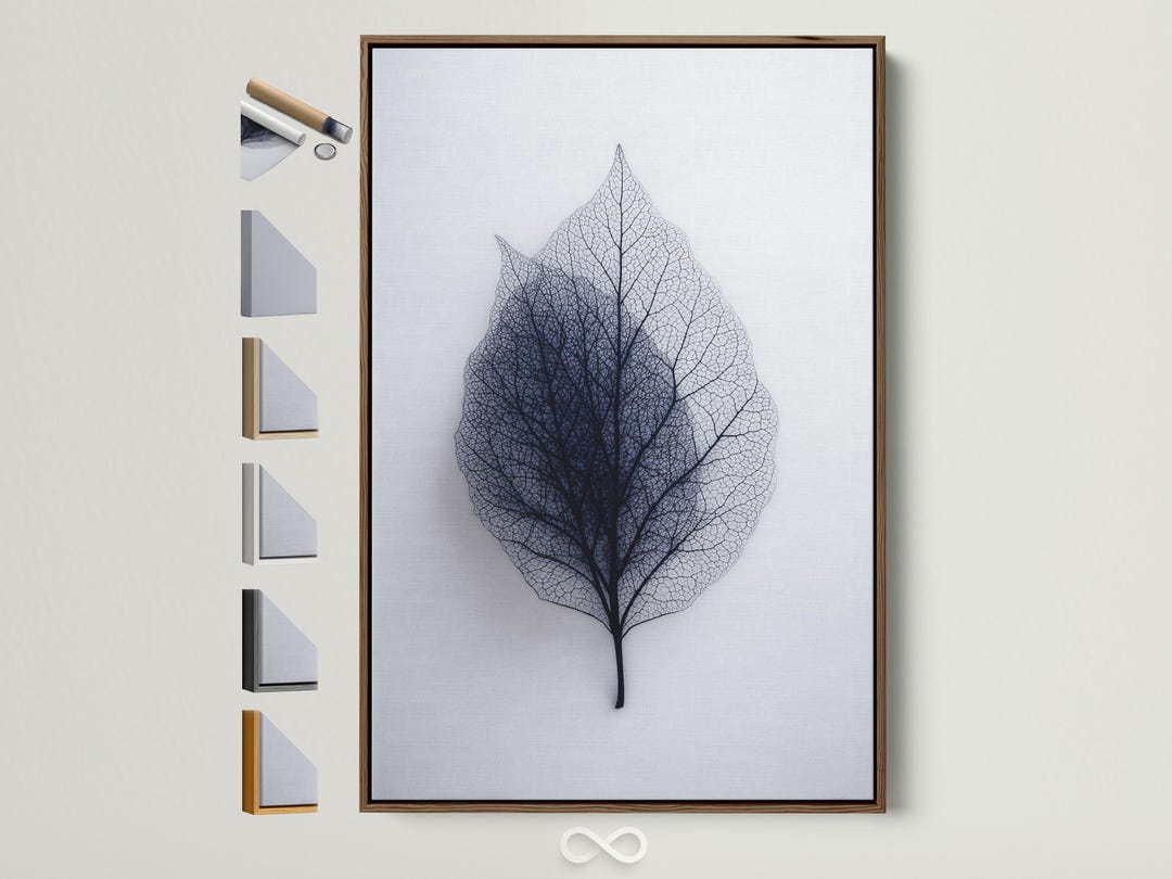 Leaf Skeleton Art Print - Minimalist Botanical Wall Decor, Black and ...