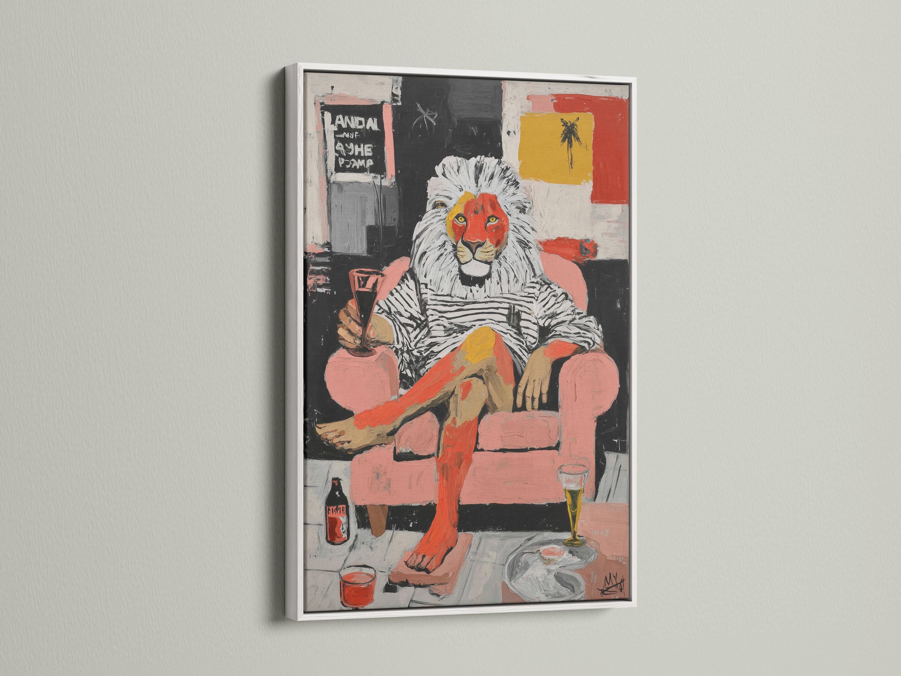 Lion pop-art wall art mockup in a room