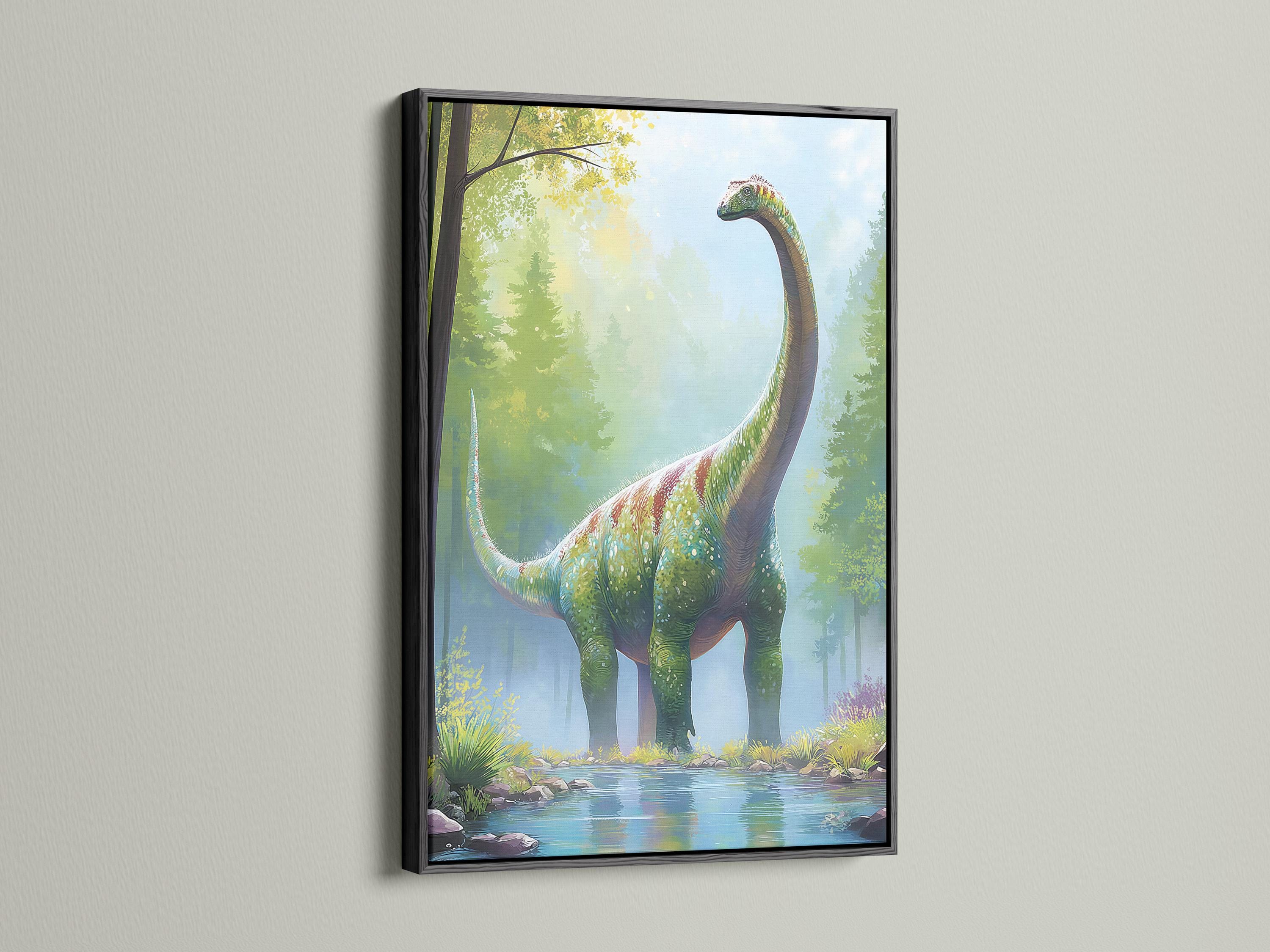Dinosaur artwork mockup in a room with framed scene