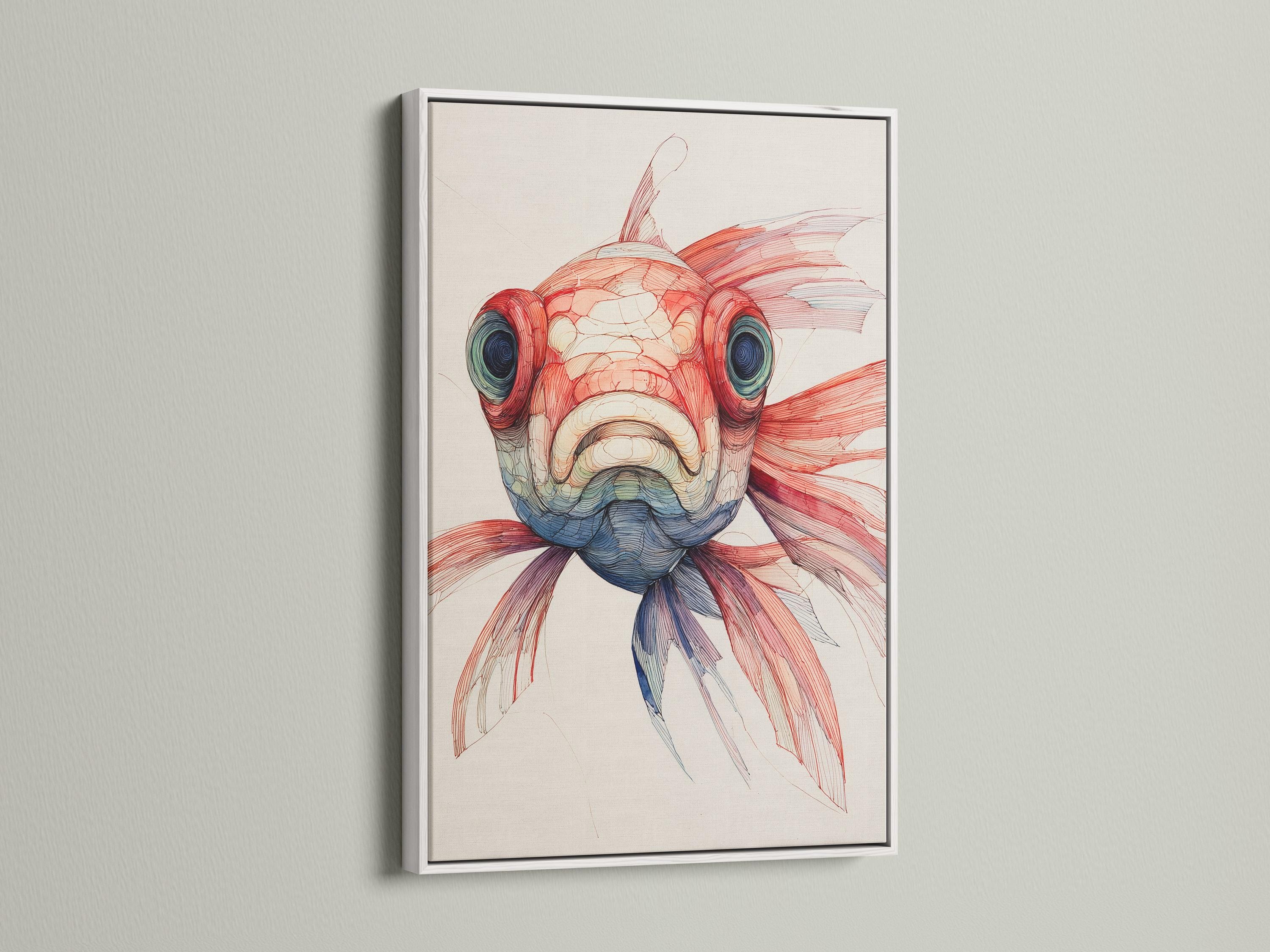 Mockup showing a koi fish wall artwork in a decorative frame