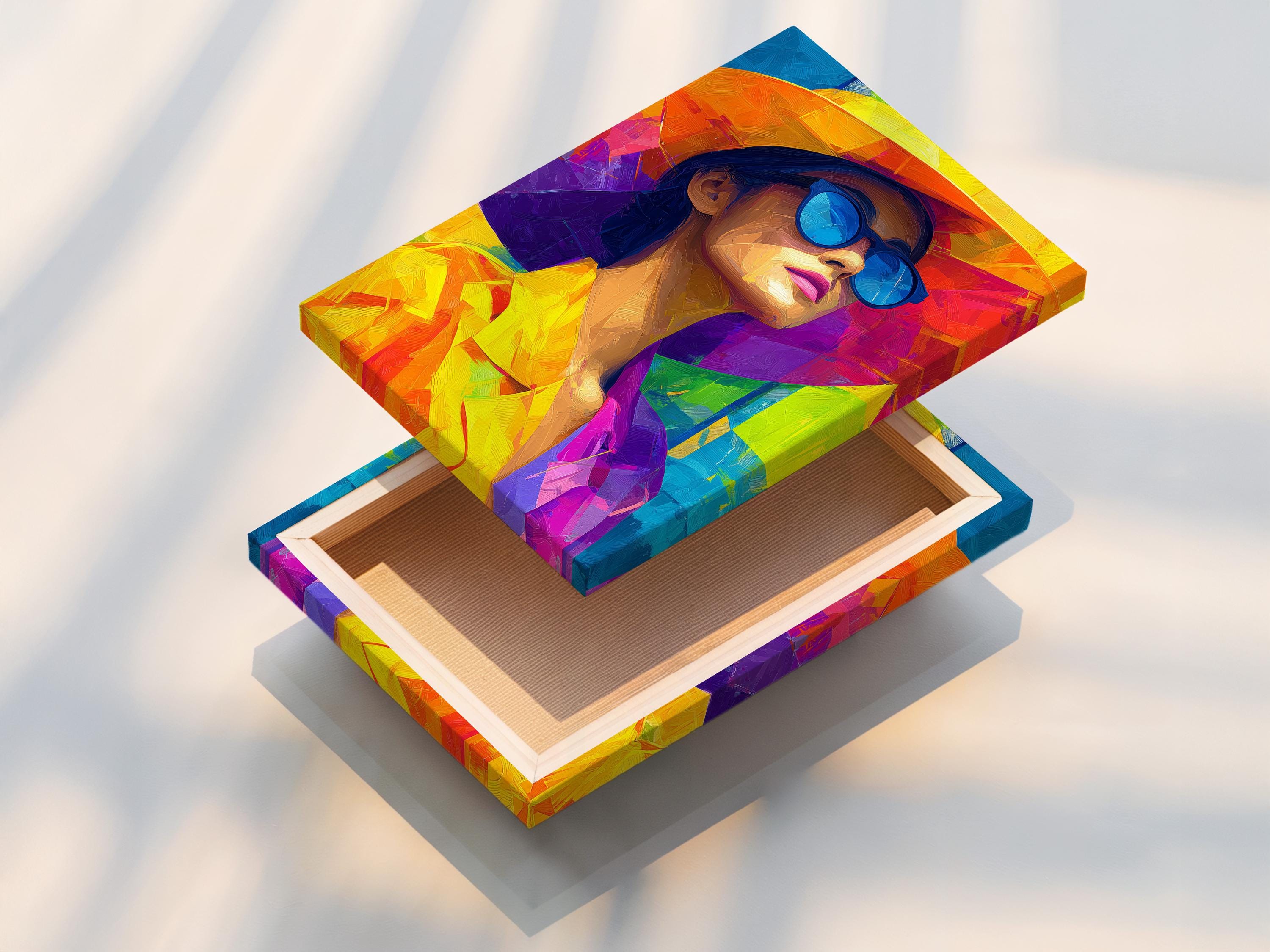 Woman portrait artwork displayed in a wall mockup with other small matching versions