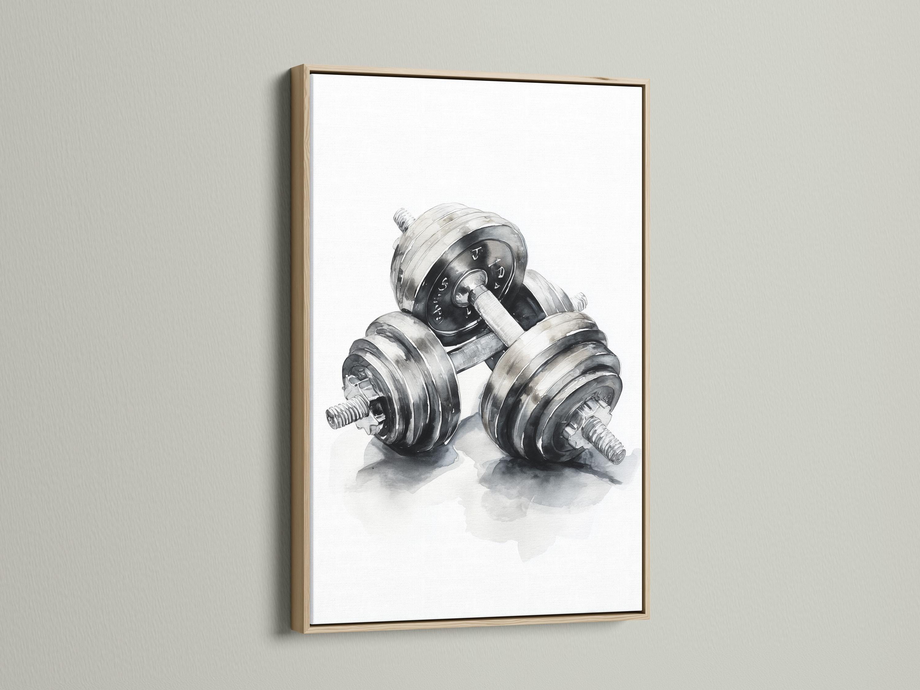 Monochrome weightlifting illustration of a barbell with stacked plates and smoky shading detail view