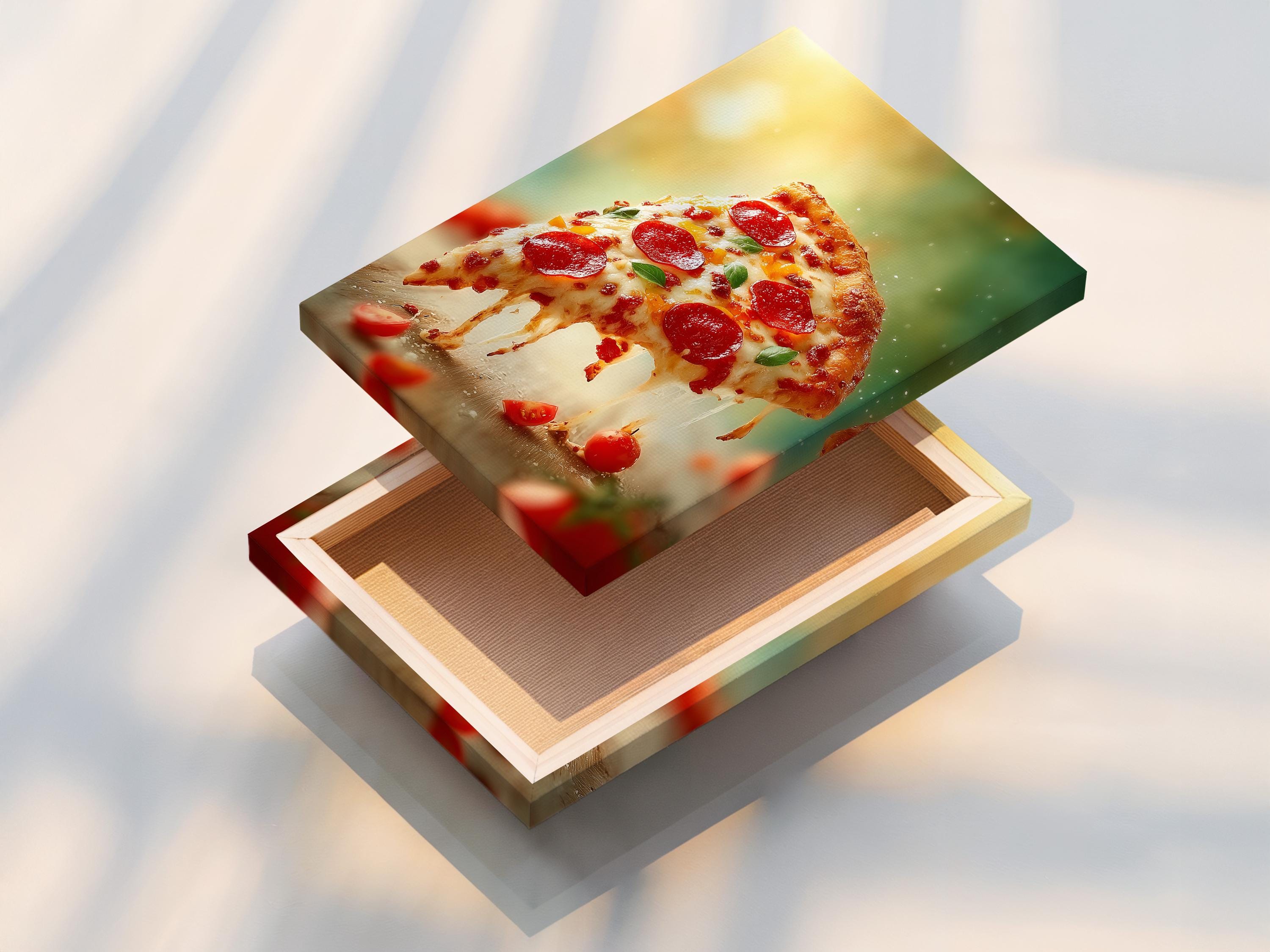 Close-up view of a pepperoni pizza slice with red toppings and melted cheese