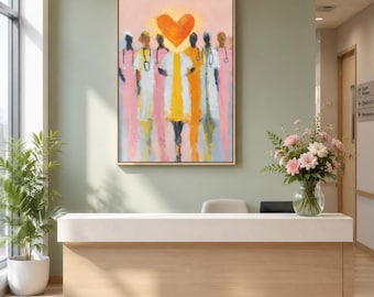 Medical Heroes Art Print - Doctor Nurse Wall Art, Healthcare Worker Canvas Print for Hospital Office Decor