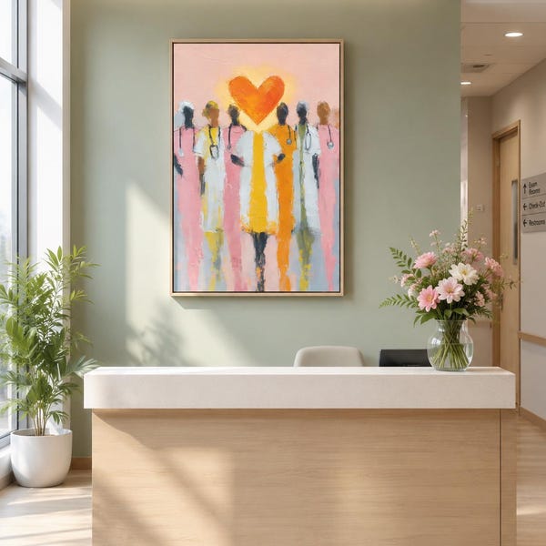 Medical Heroes Art Print - Doctor Nurse Wall Art, Healthcare Worker Canvas Print for Hospital Office Decor