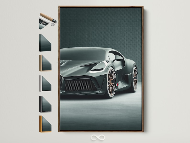 A sleek modern sports car is shown in a low-angle three-quarter view, set against a textured teal background with a cool grey floor