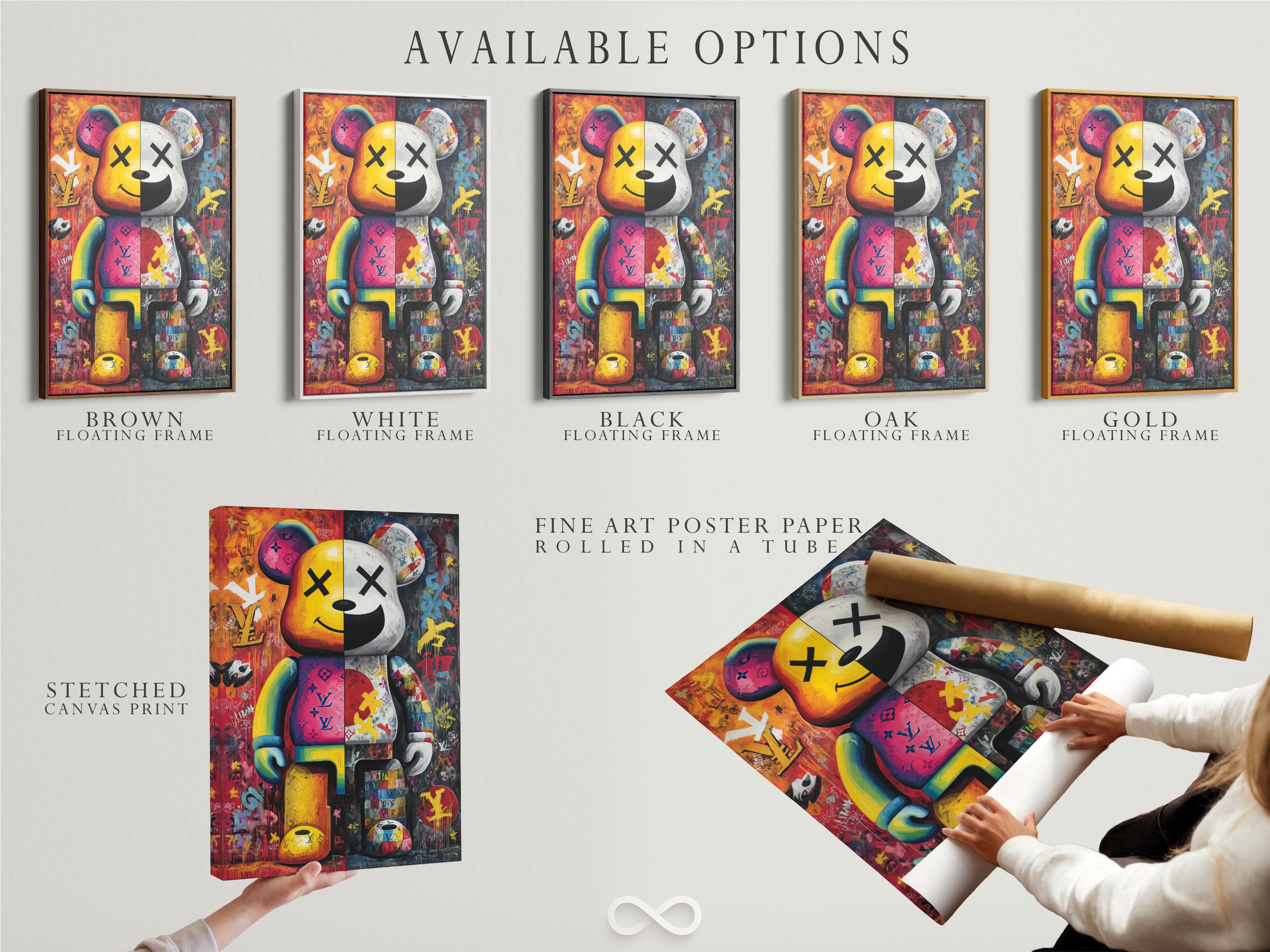 Bearbrick Canvas Art Print - Pop Street Graffiti Wall Decor