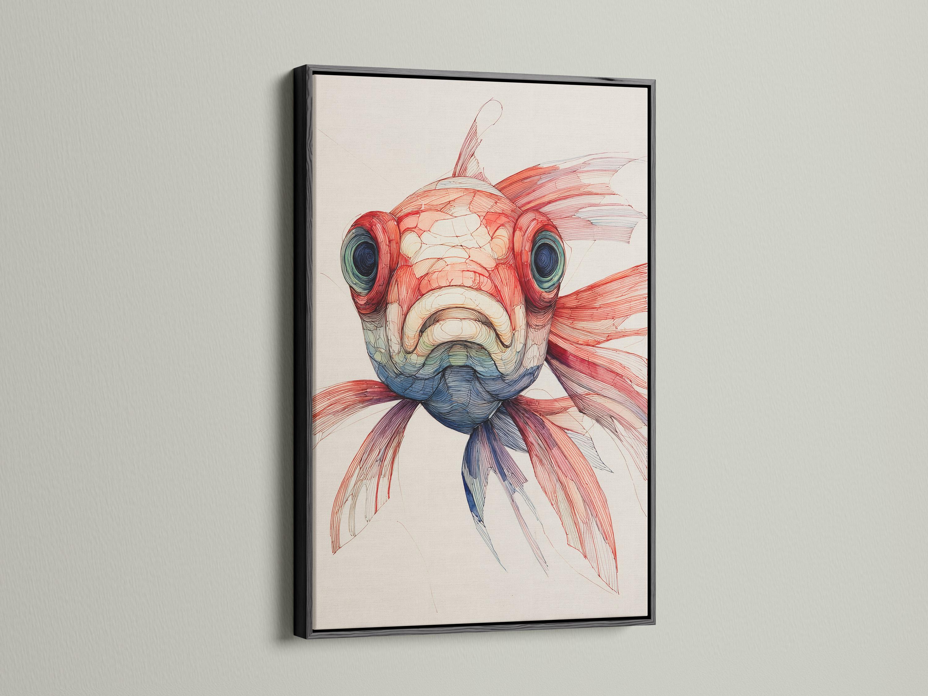 Mockup showing a koi fish wall artwork in a decorative frame