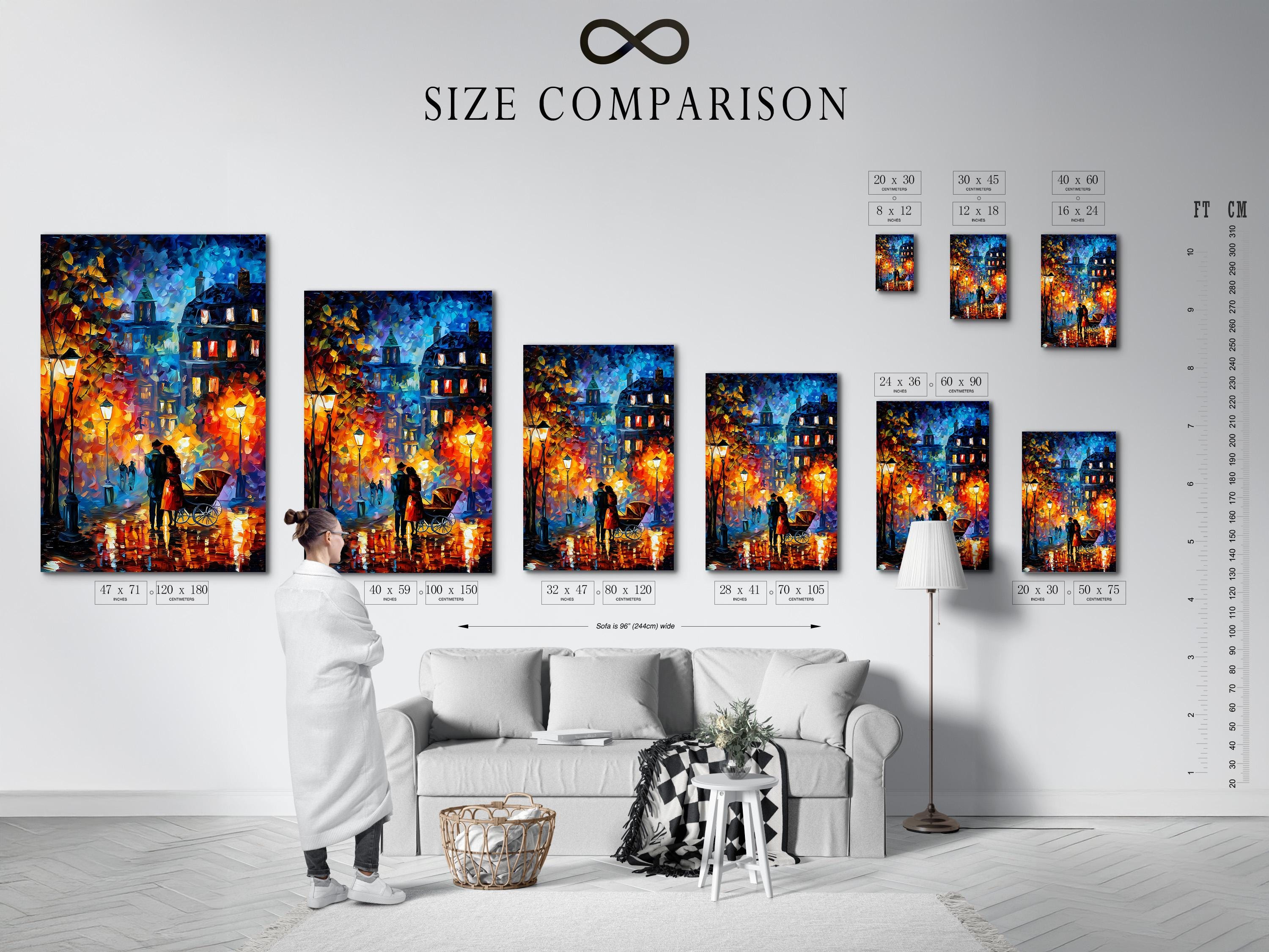 Room mockup showing a framed impressionist city street artwork on a wall