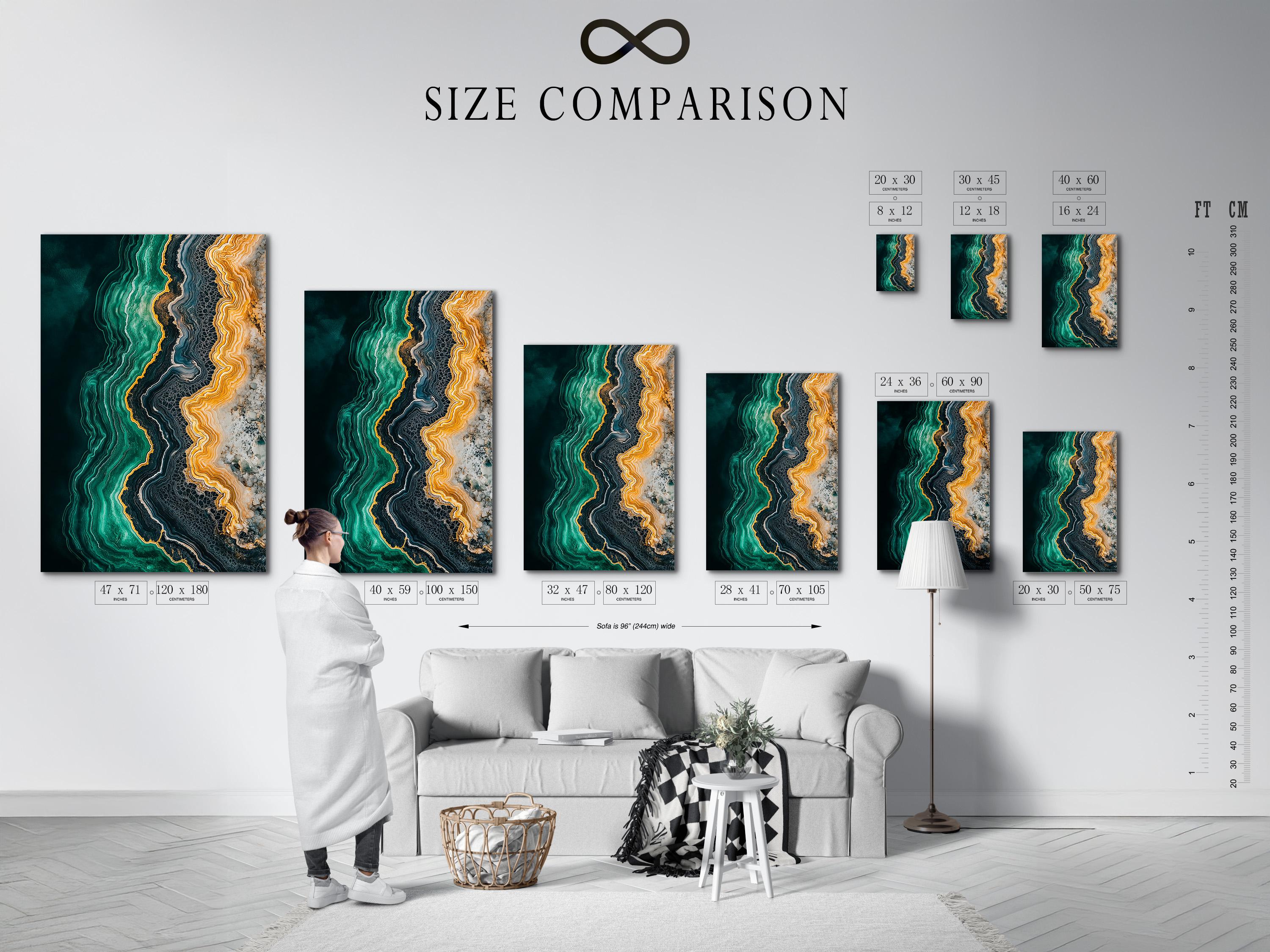 Office room mockup featuring a teal and gold abstract agate-style artwork on a wall
