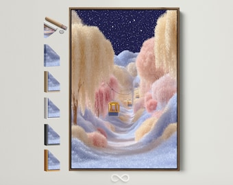 Dreamy Cloud Landscape Art - Whimsical Sky Canvas Print, Pastel Fantasy Wall Art for Nursery Bedroom Decor