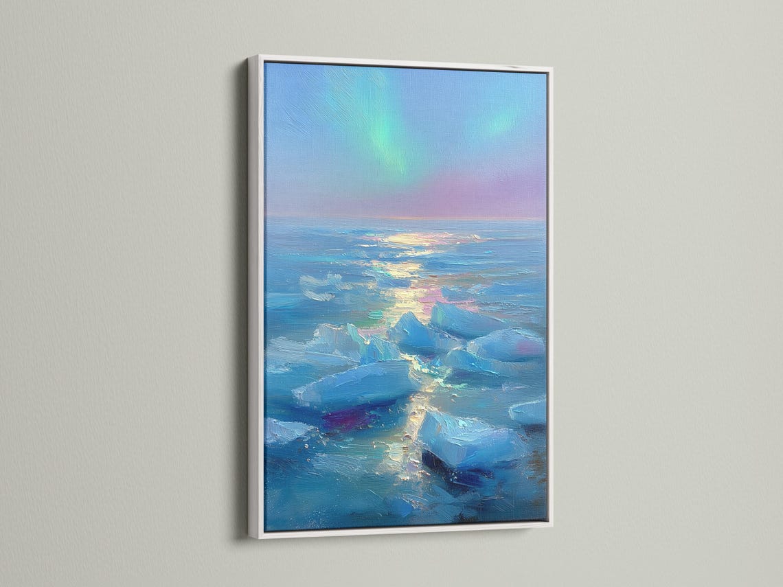 Framed seascape artwork shown in a mockup with several frame options on the left