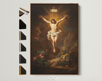 Jesus Christ Canvas Art - Vintage Religious Print, Neutral Christian Wall Decor Spiritual Artwork for Home, Gift for Church  Religious Decor