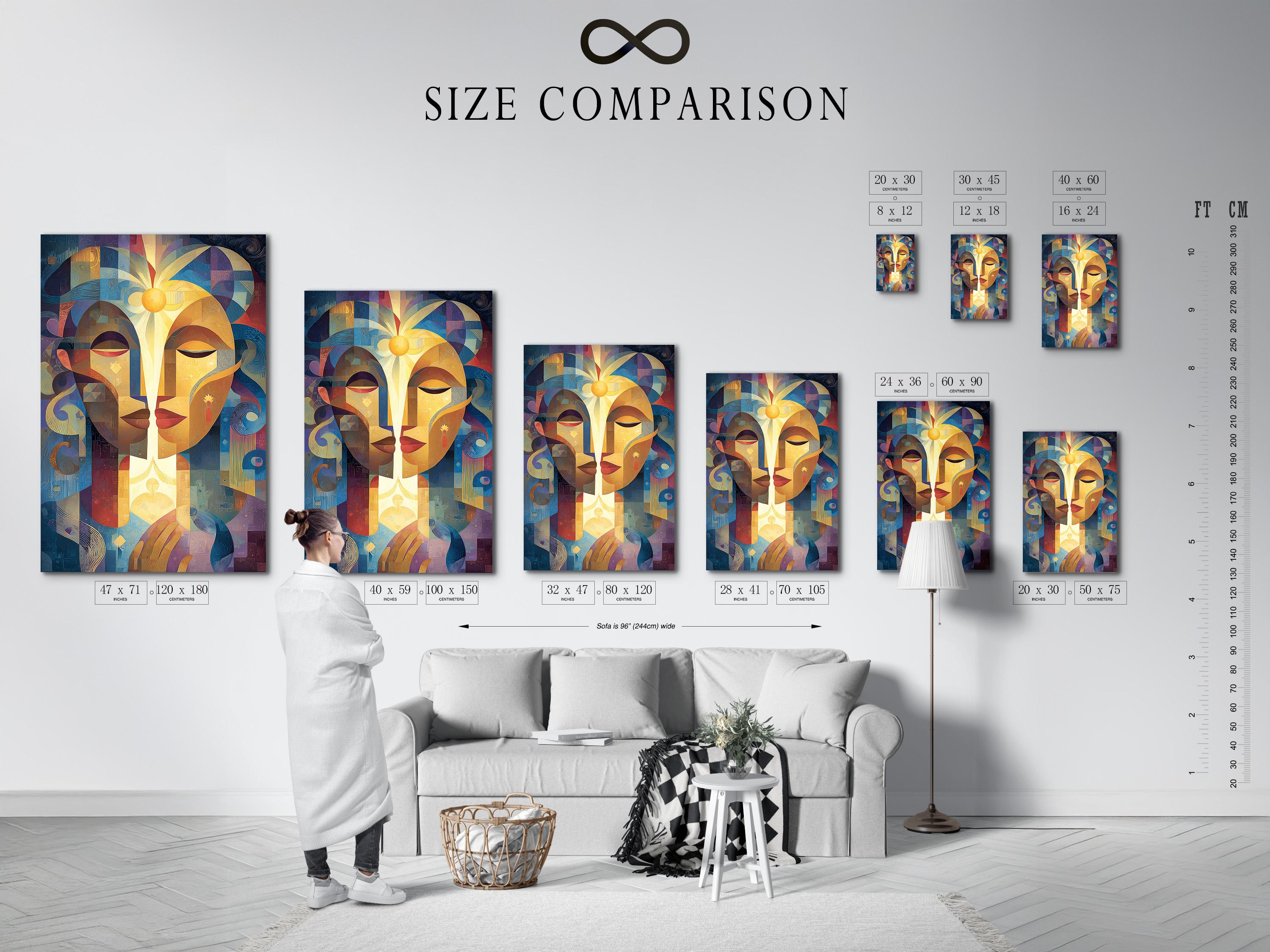 Artwork displayed above a wall with other view thumbnails of the same design