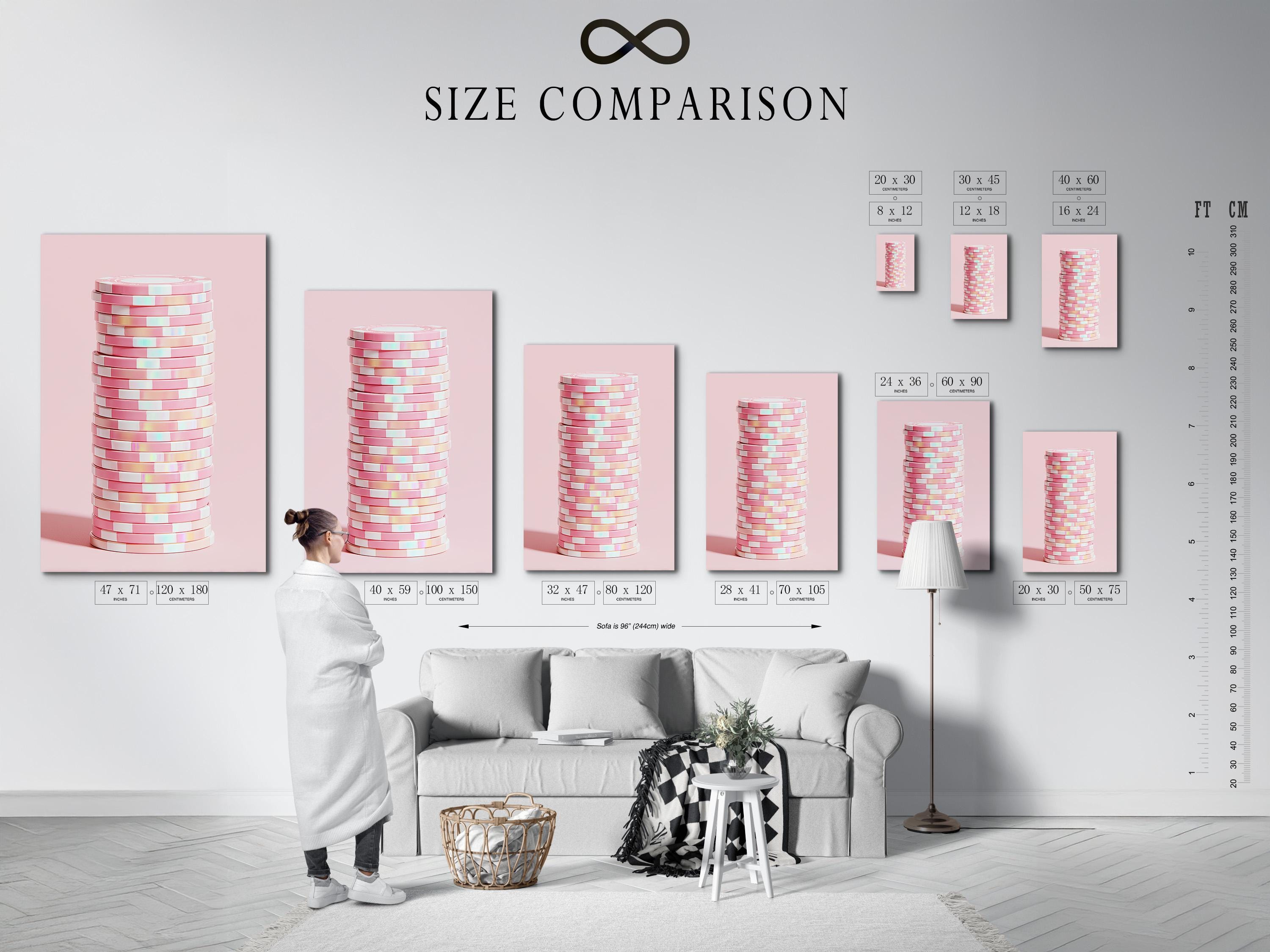 Pastel pink abstract artwork showing stacked disc shapes with subtle iridescent highlights detail view